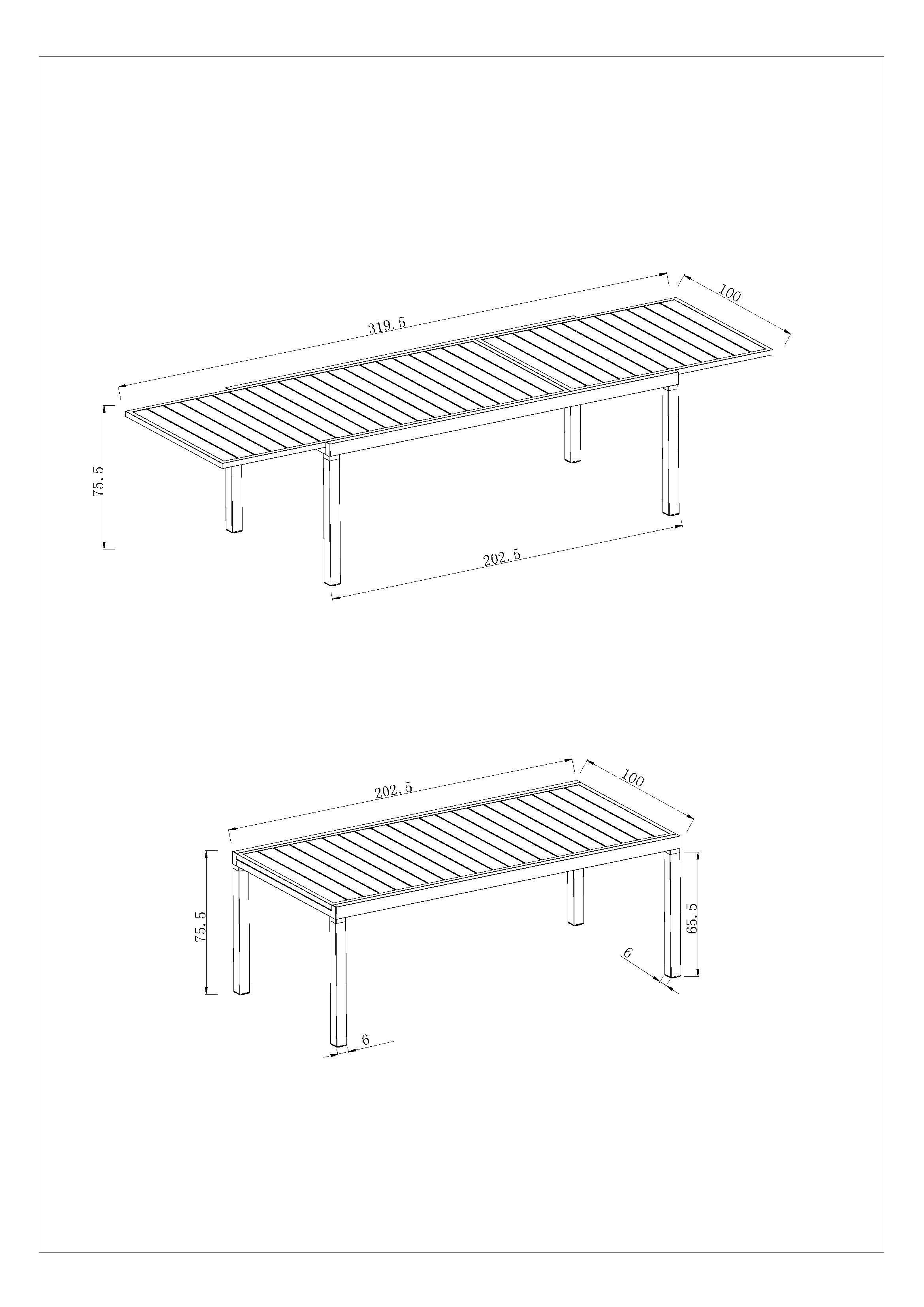 Ecloz - Table de jardin rectangulaire extensible aluminium 8/12 personnes anthracite Folco ECLOZ - Image 4