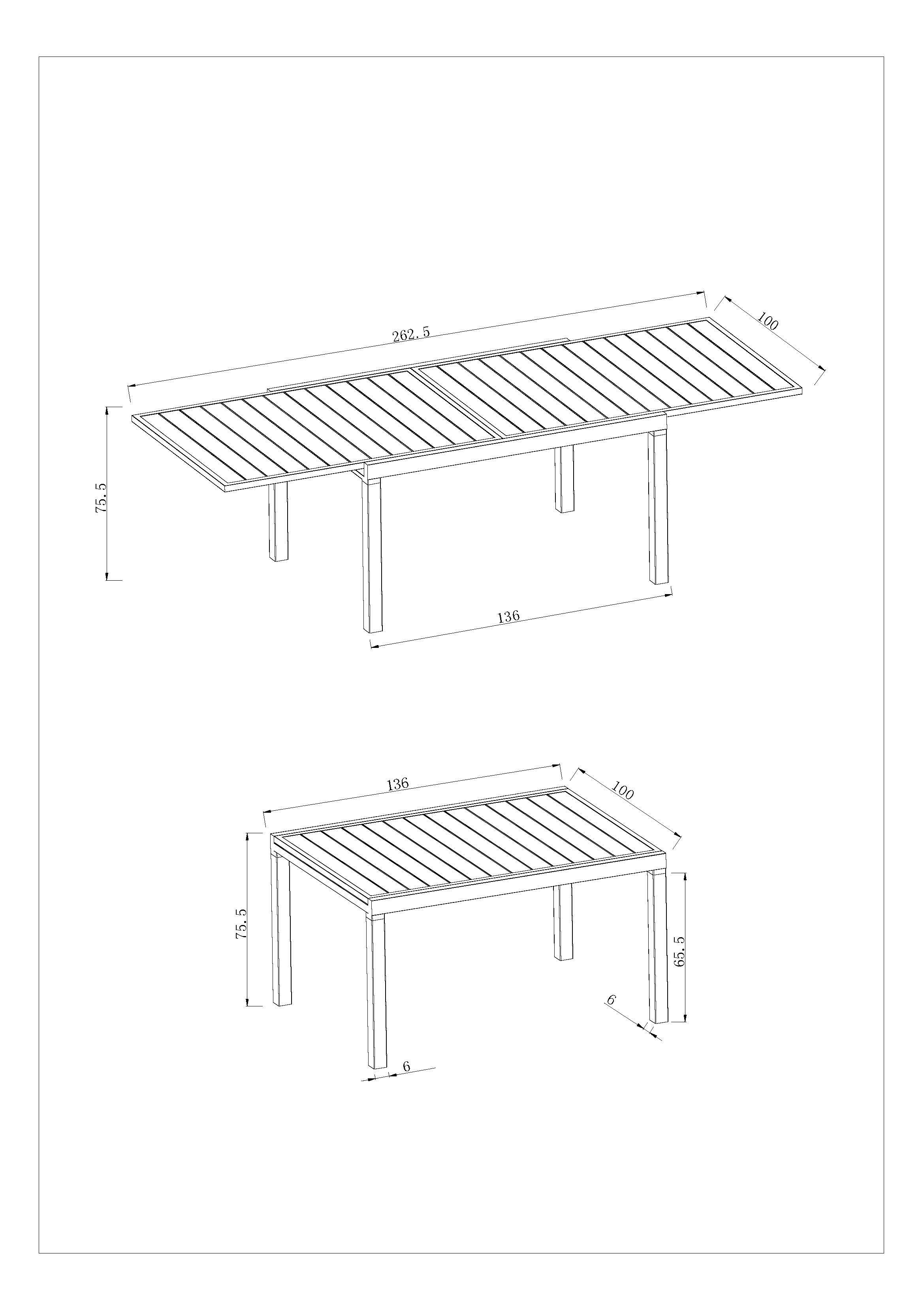 Ecloz - Table de jardin rectangulaire extensible aluminium 6/10 personnes anthracite Folco ECLOZ - Image 6