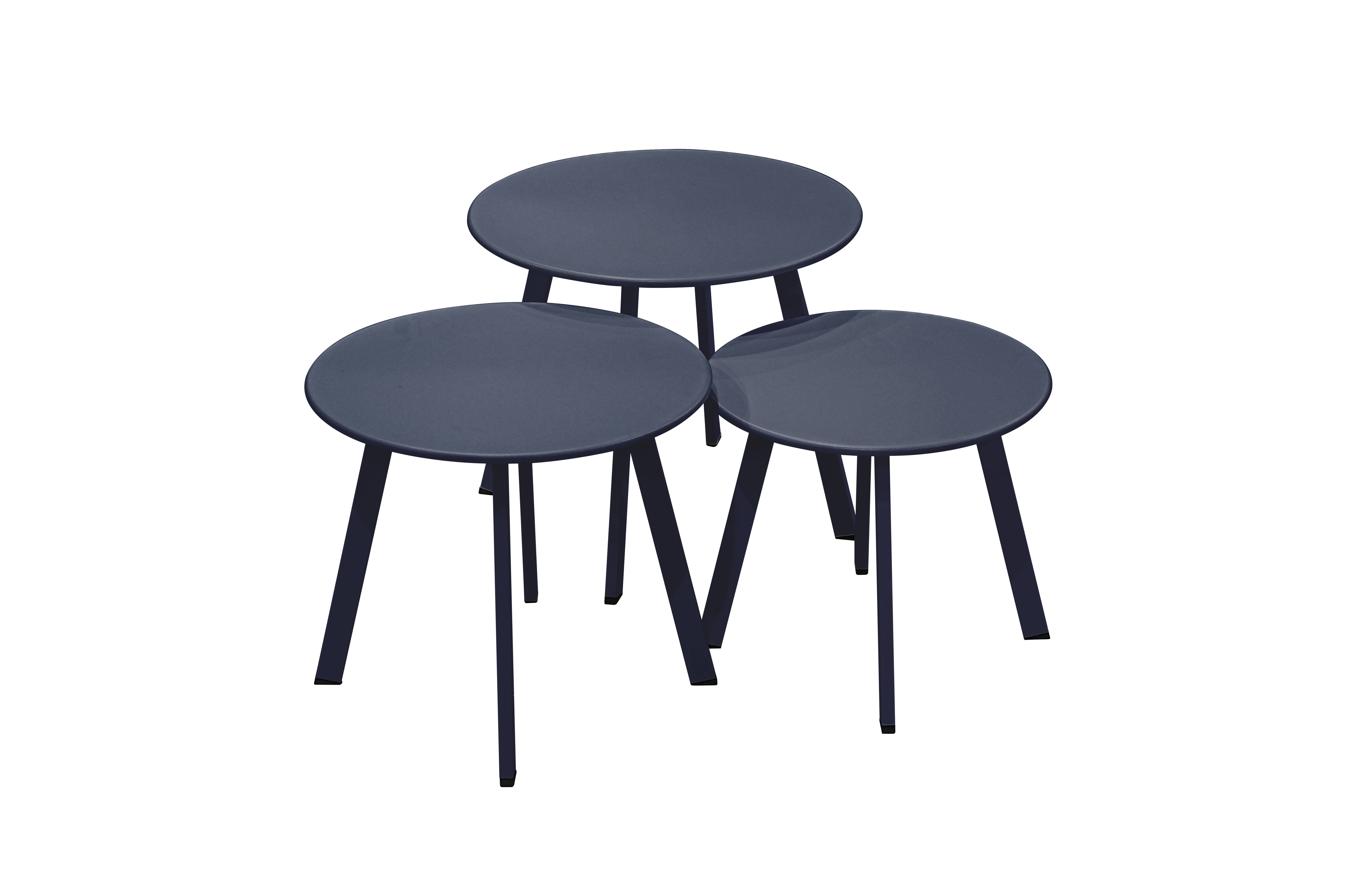 Ecloz - Ensemble 3 tables d'appoint de jardin acier anthracite Fanette ECLOZ - Image 1