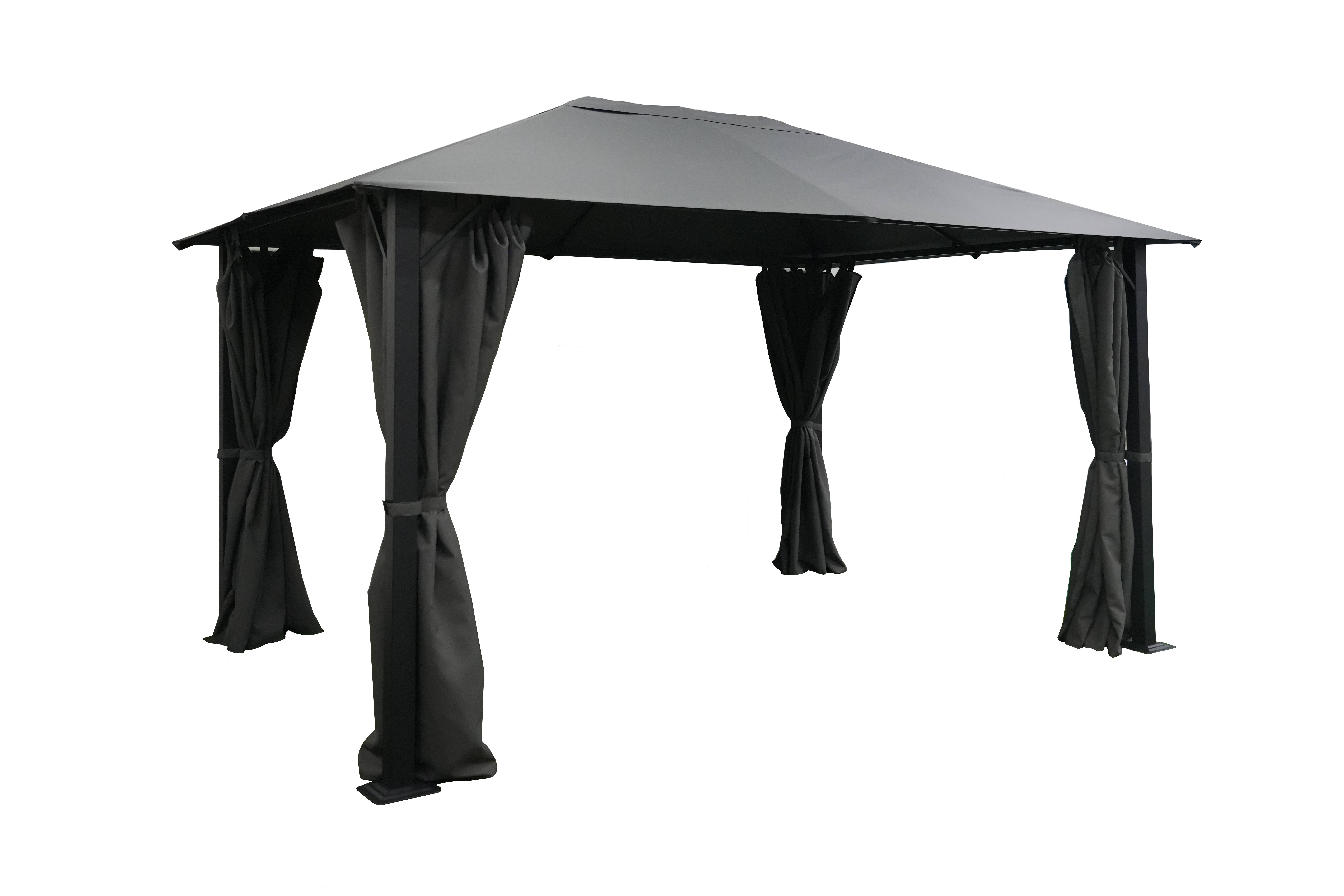 Ecloz - Tonnelle rideau acier et polyester 3x4m anthracite ECLOZ