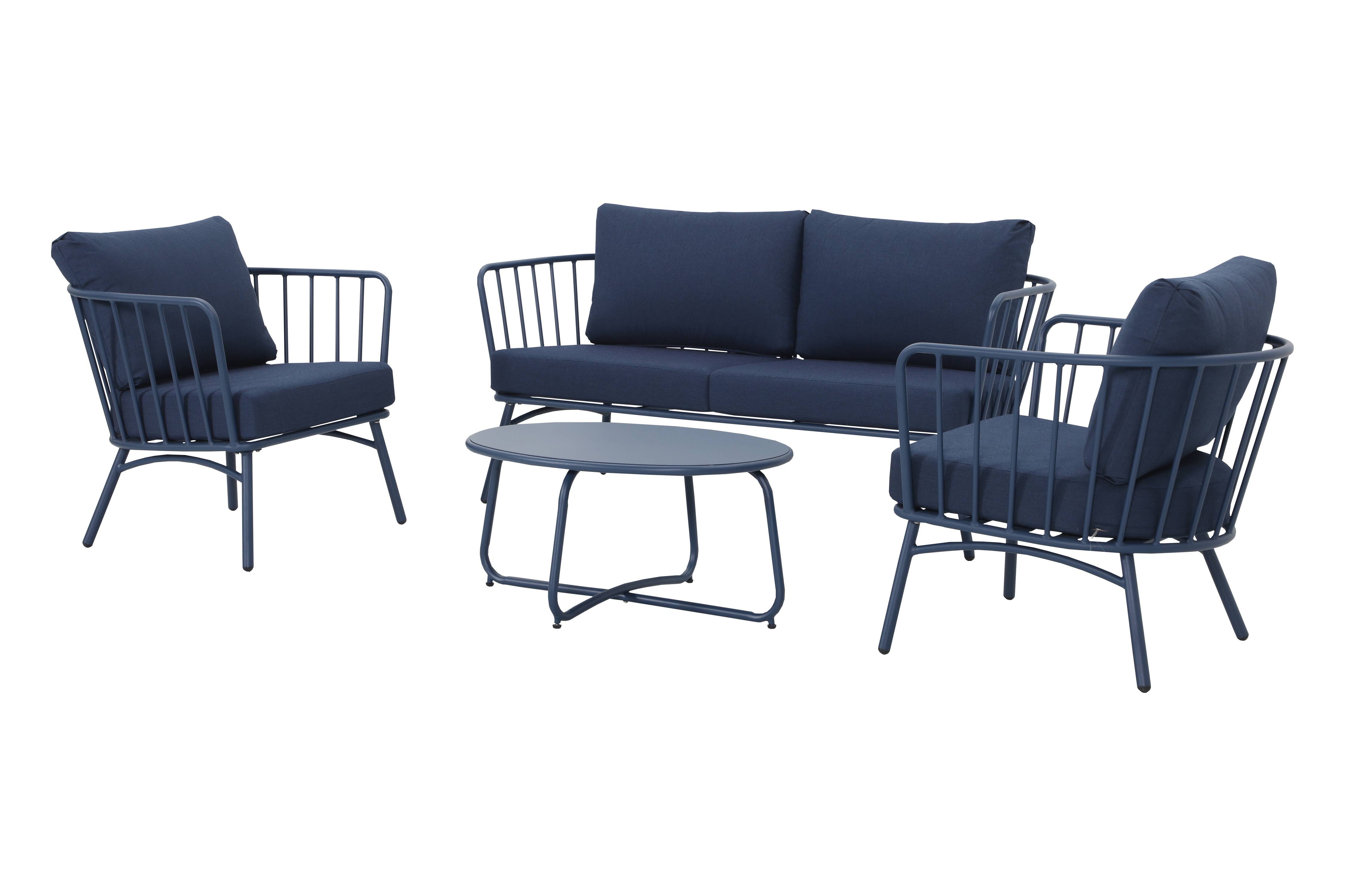 Ecloz - Salon de jardin détente acier 4 personnes bleu Freddy ECLOZ - Image 3