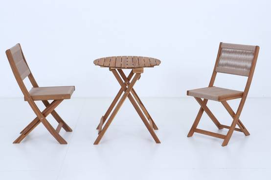 Ecloz - Salon de jardin balcon bois 2 personnes beige Esmee ECLOZ - Image 3