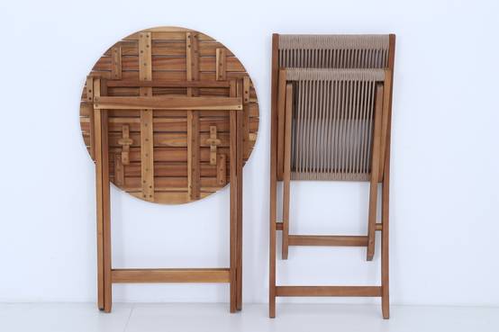 Ecloz - Salon de jardin balcon bois 2 personnes beige Esmee ECLOZ - Image 6