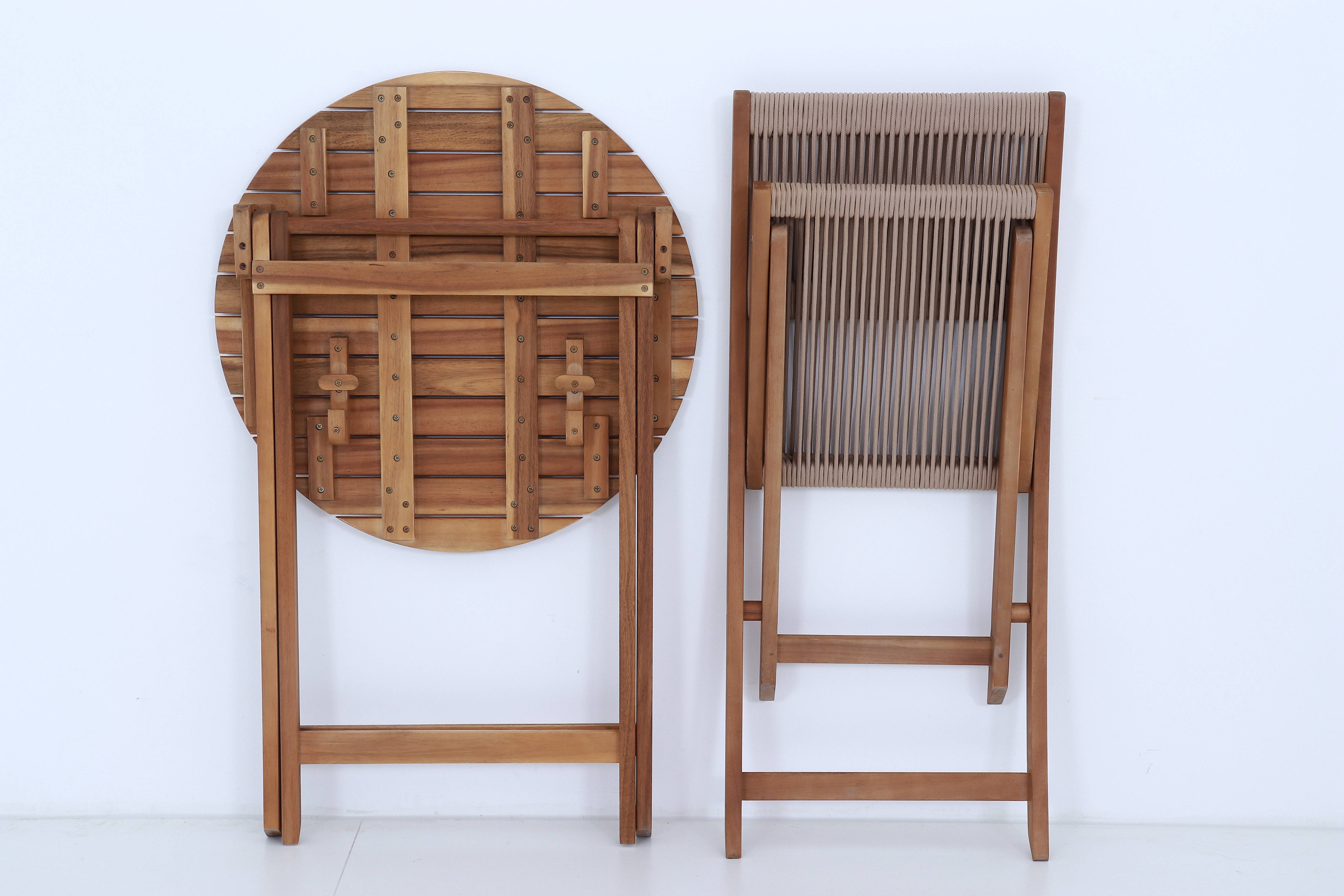 Ecloz - Salon de jardin balcon bois 2 personnes beige Esmee ECLOZ - Imagen 6