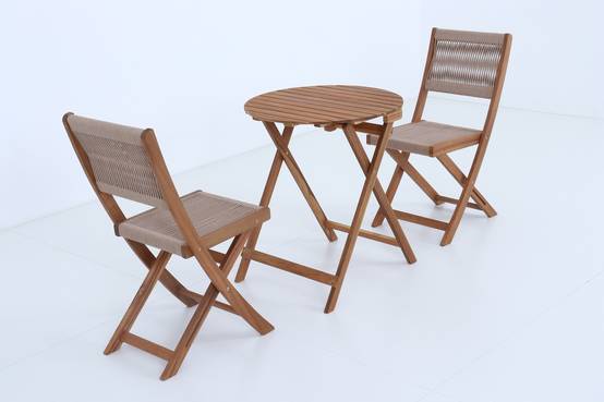 Ecloz - Salon de jardin balcon bois 2 personnes beige Esmee ECLOZ - Image 5