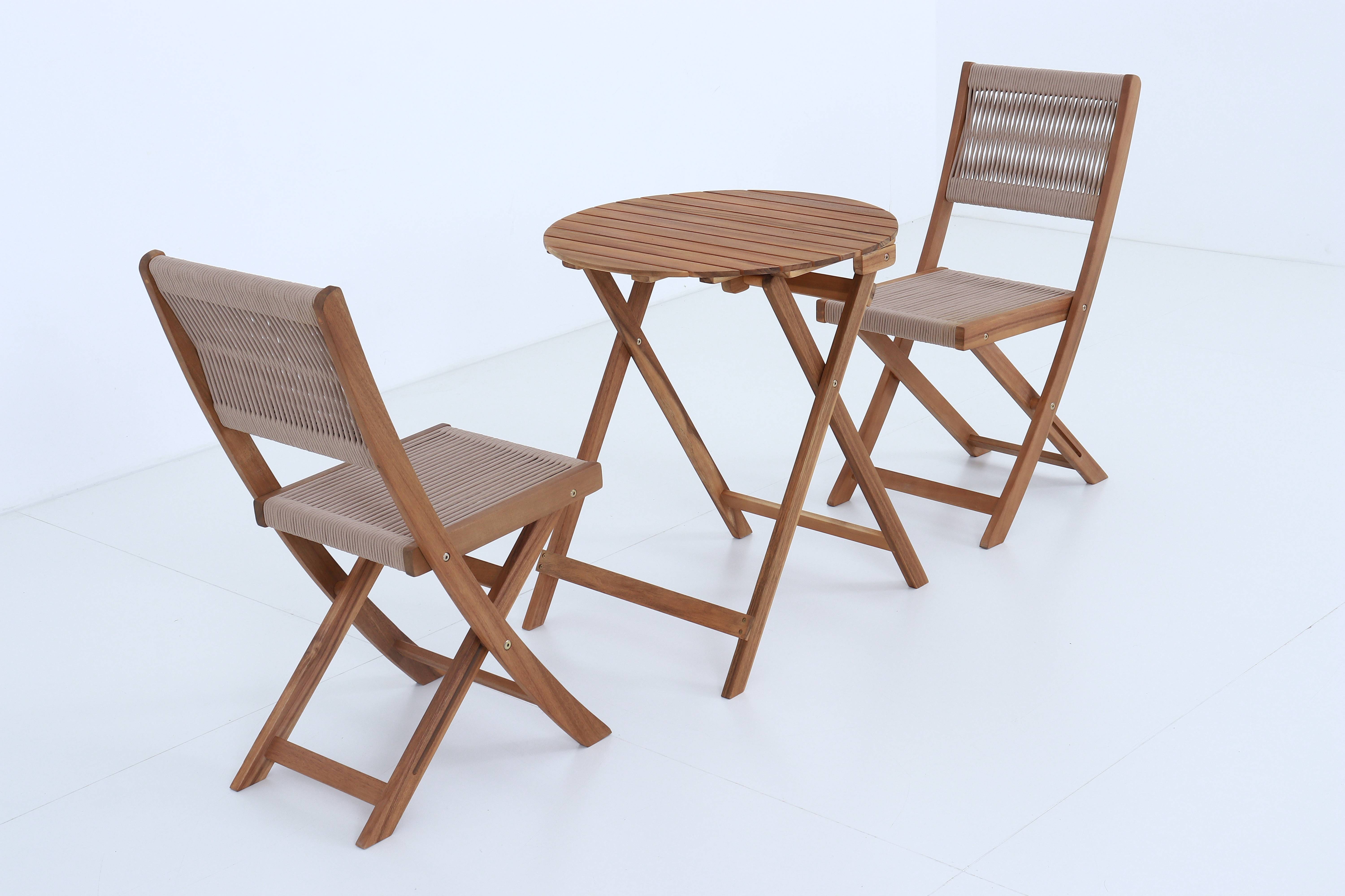 Ecloz - Salon de jardin balcon bois 2 personnes beige Esmee ECLOZ - Imagen 5