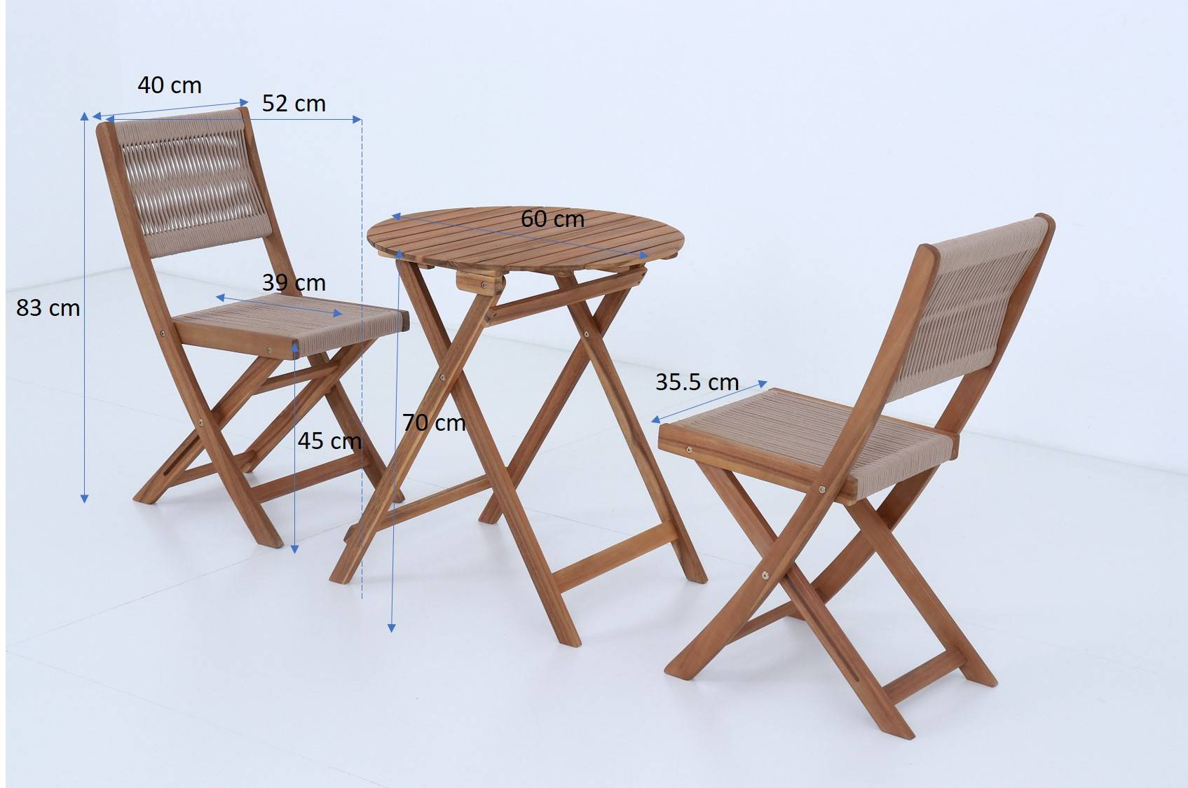 Ecloz - Salon de jardin balcon bois 2 personnes beige Esmee ECLOZ - Imagen 7