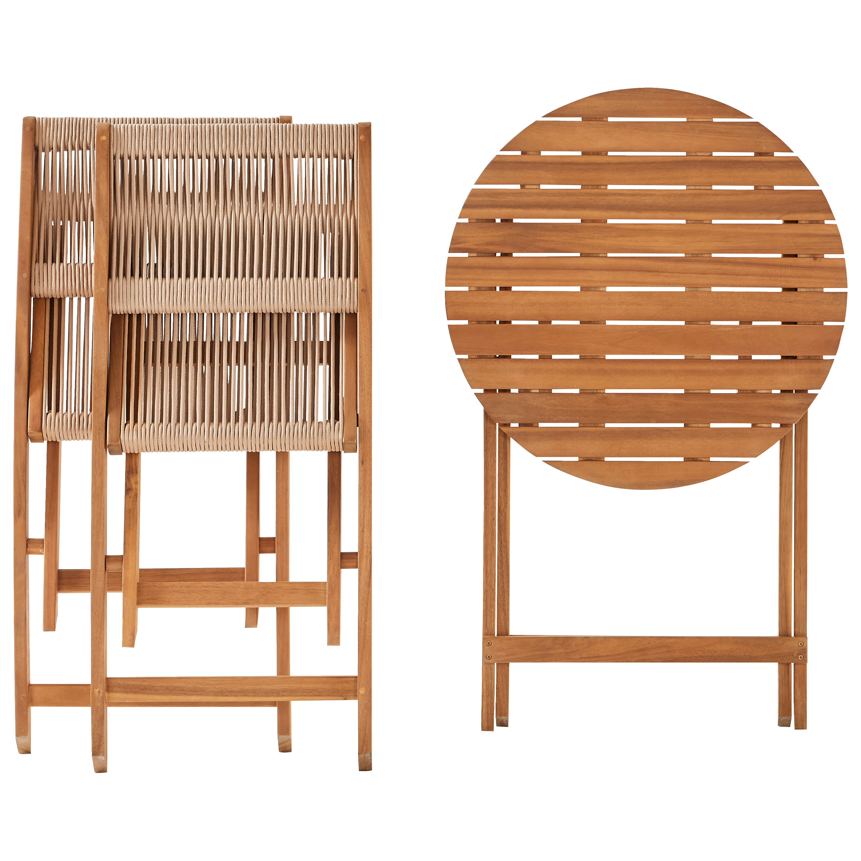 Ecloz - Salon de jardin balcon bois 2 personnes beige Esmee ECLOZ - Imagen 10