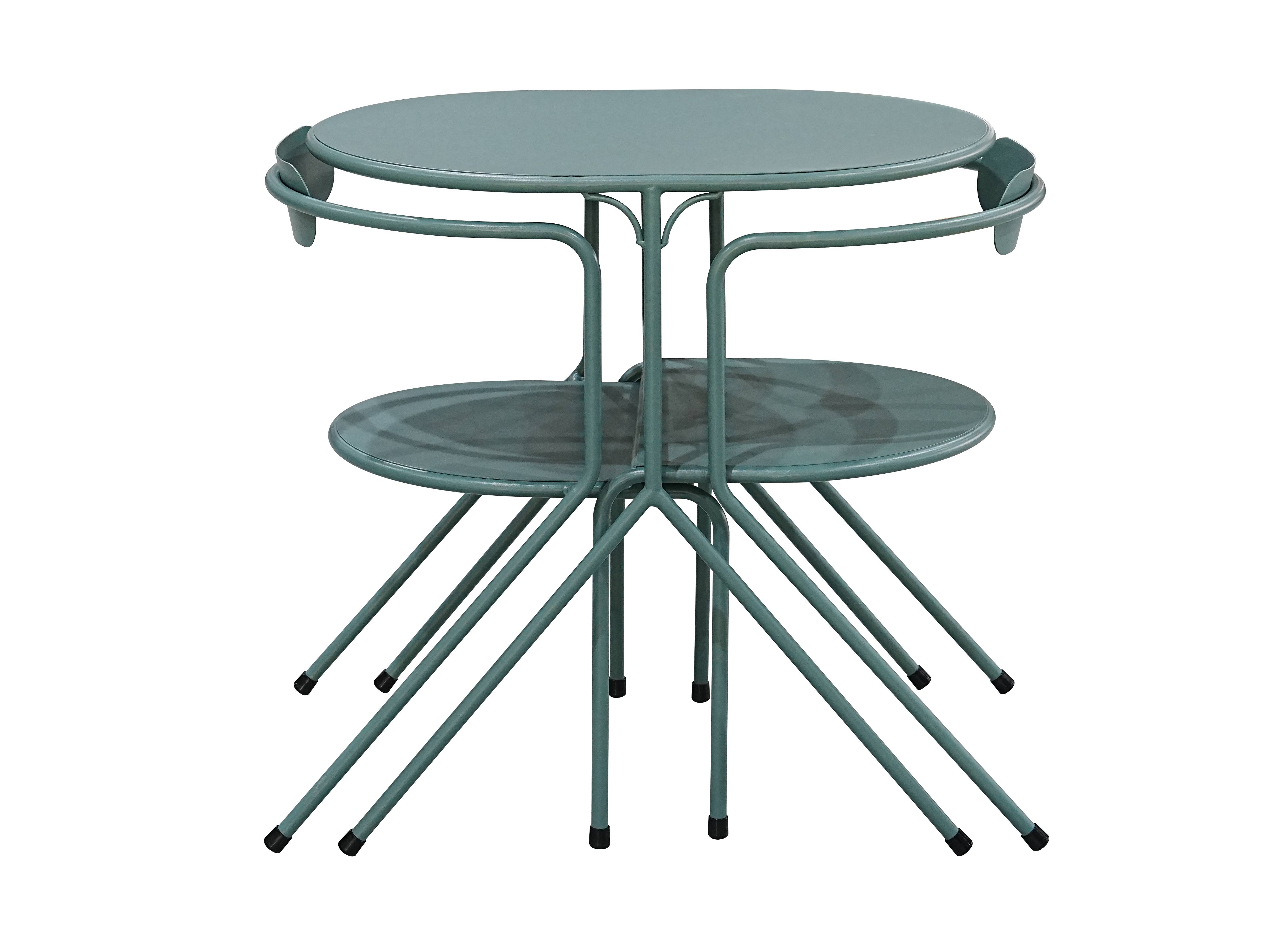 Ecloz - Salon de jardin balcon encastrable acier 2 personnes vert Floreal ECLOZ - Image 1
