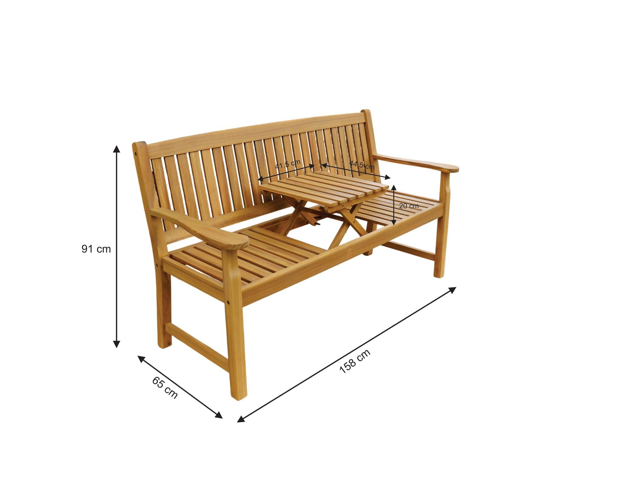 Ecloz - Banc de jardin bois avec tablette 3 personnes Fallone ECLOZ - Image 10