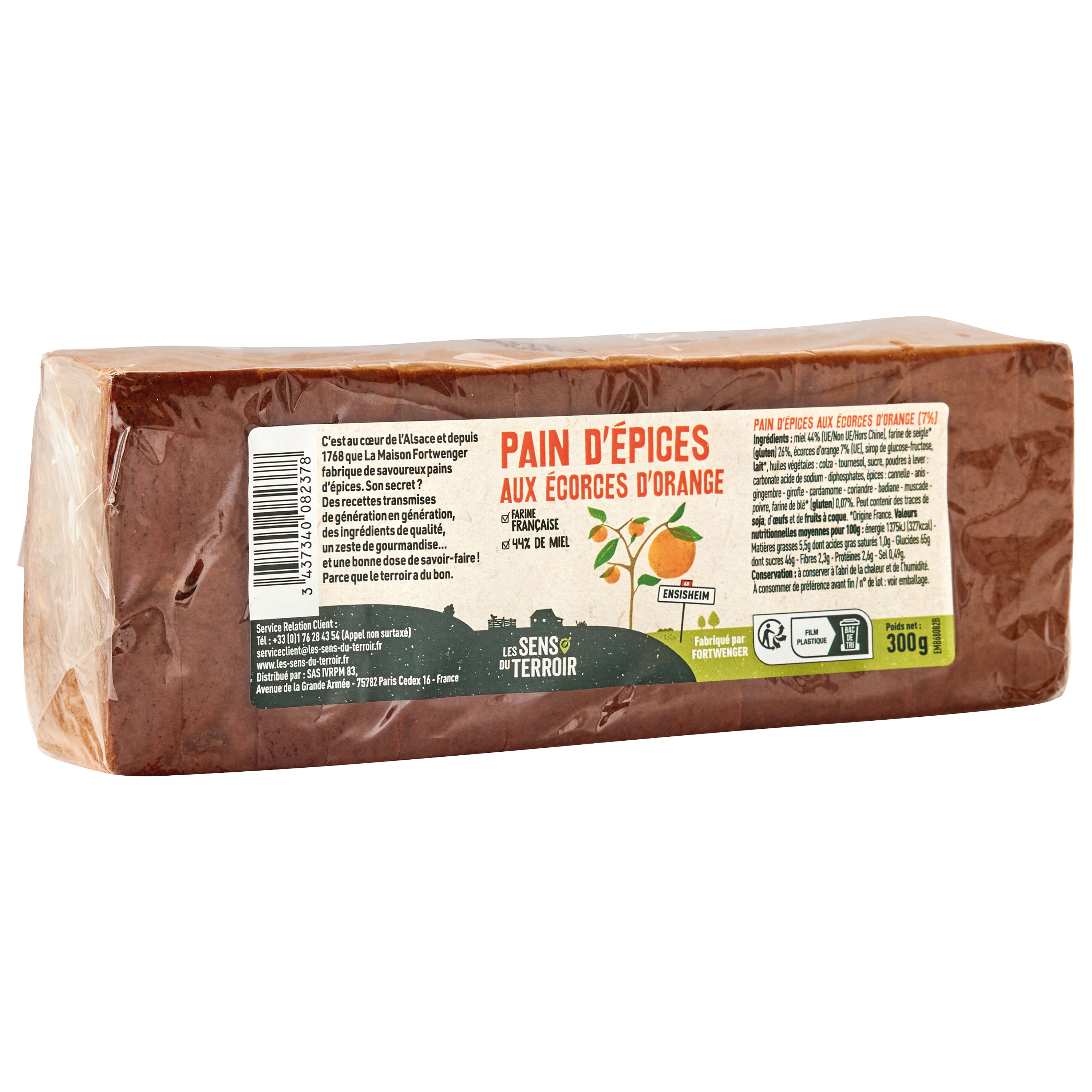 Les Sens du Terroir - Pain d'épices aux écorces d'orange 300 g - Les Sens du Terroir