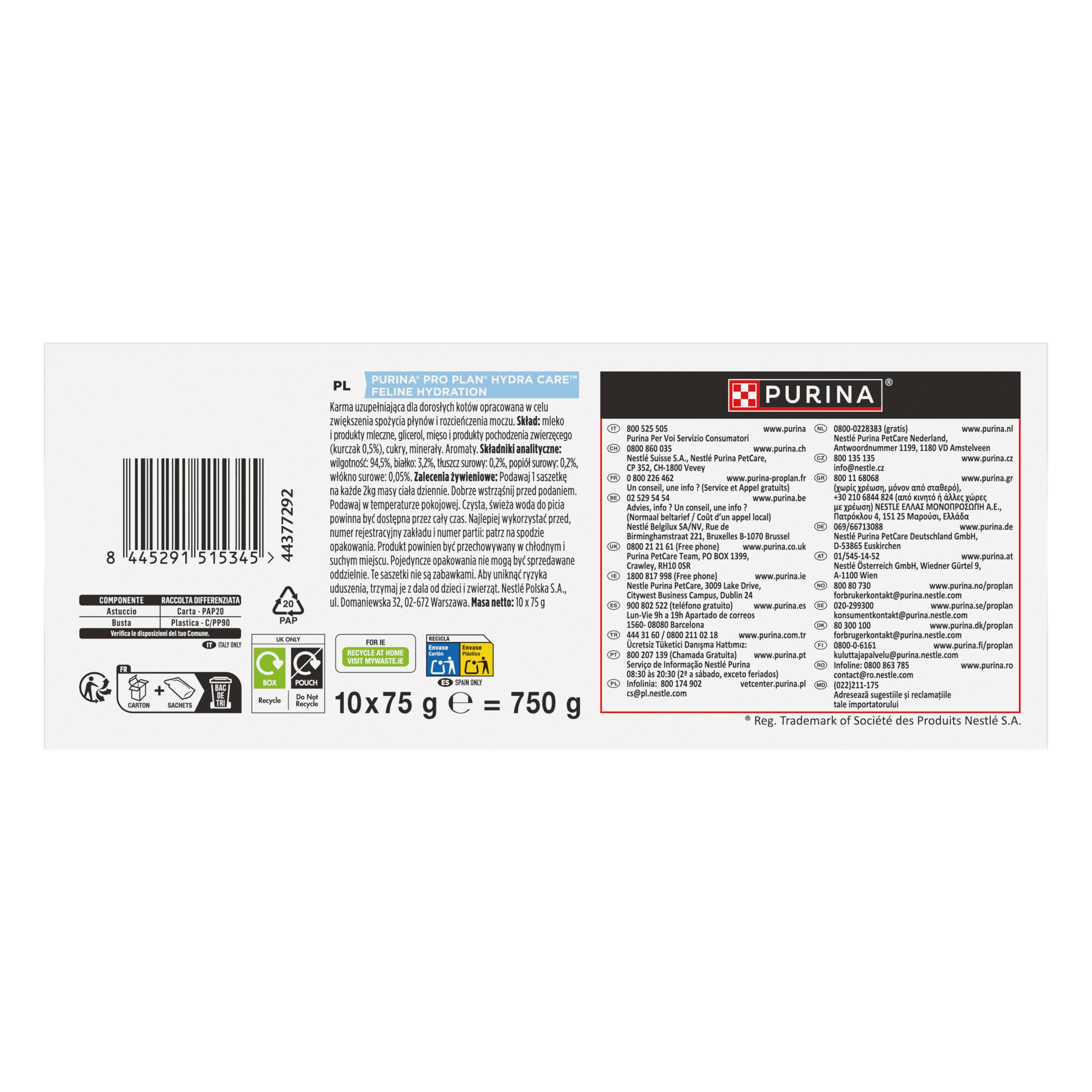 Purina Pro Plan - Pro Plan Hydra Care Hydration Supplement au goût de poulet Pour chat - 10x75g - Image 2