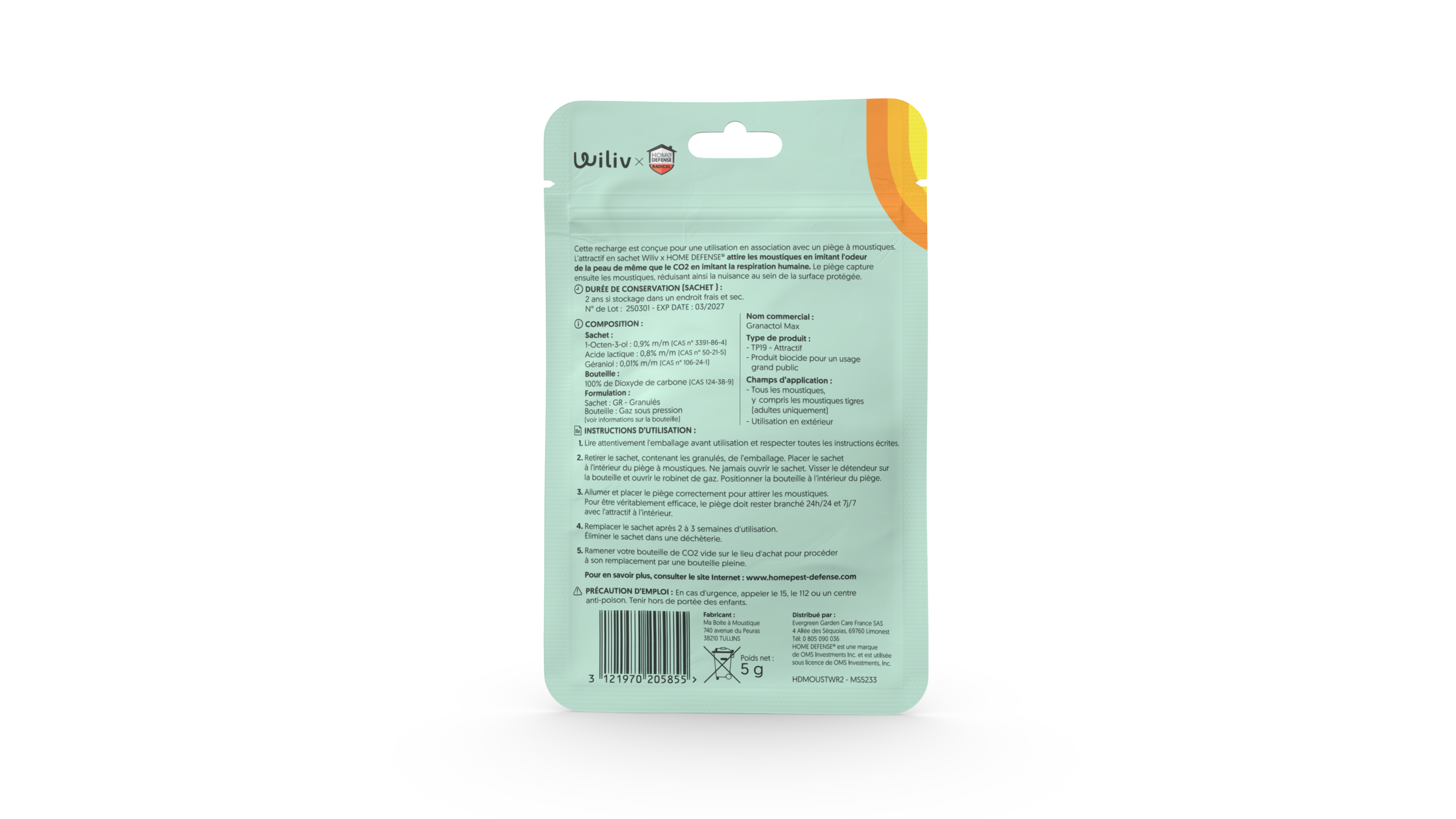 Home defense - Recarga monodosis para trampa de mosquitos CO2 Wiliv - HOME DEFENSE® - Imagen 2