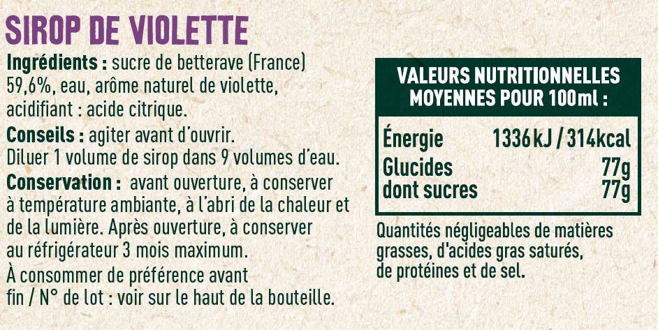 Les Sens du Terroir - Sirop de violette 70 cl - Les Sens du Terroir - Imagen 2