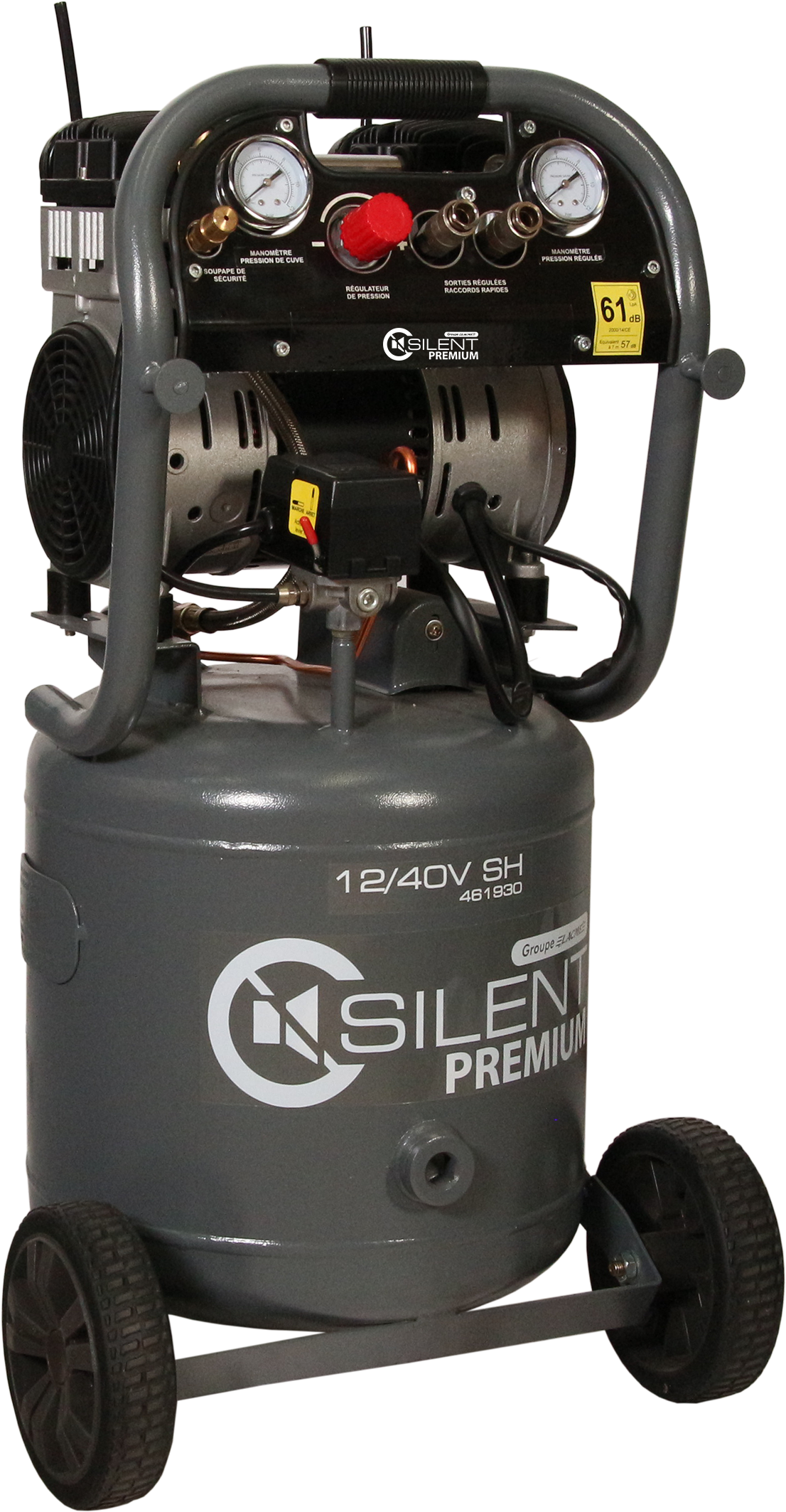 Lacme - Compresseur mobile SILENT 12/40V SH - 12 m³/h monophasé - 40 litres - 8 bar - LACMÉ