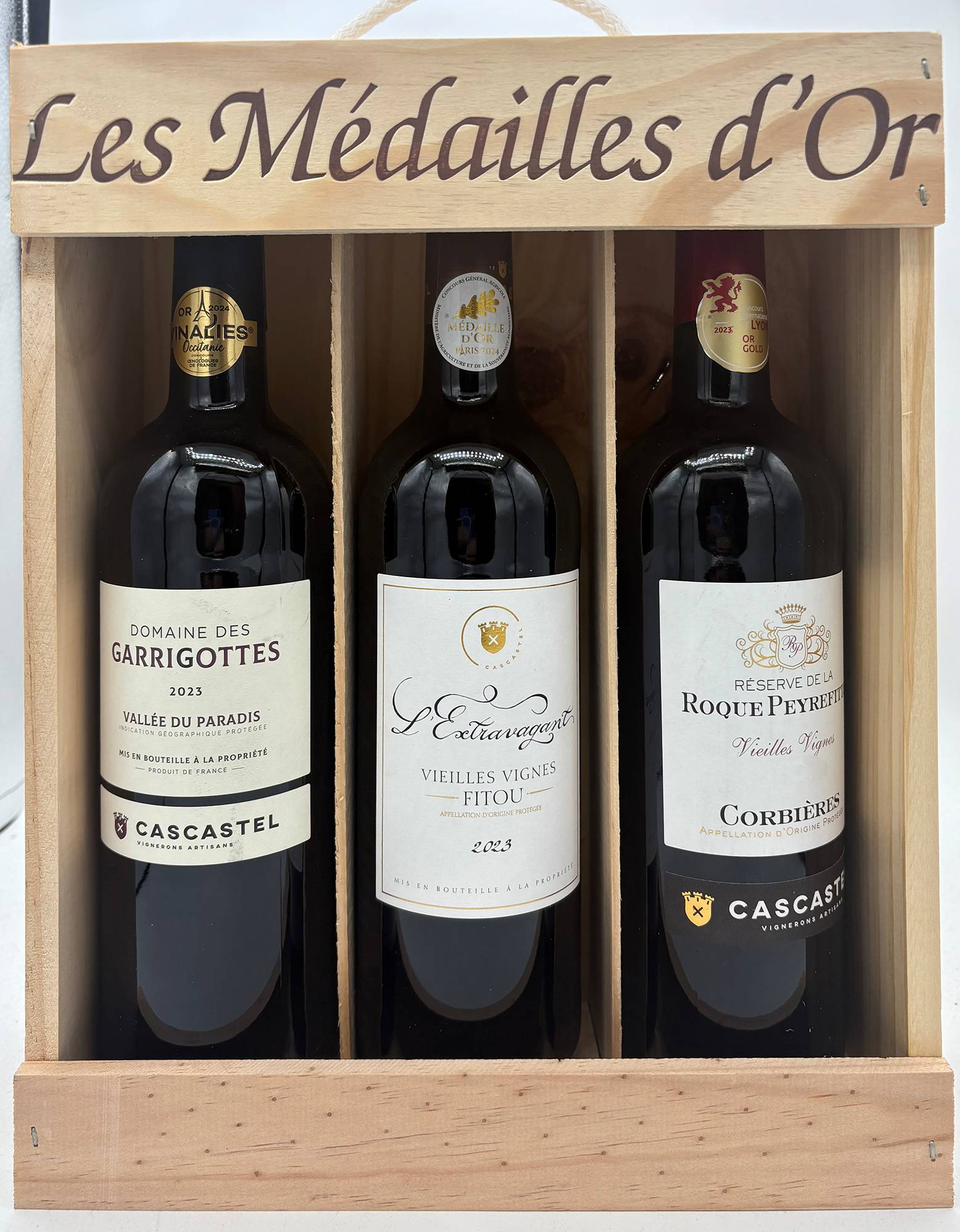 Vignerons De Cascastel - "Les Médailles d'Or " Coffret bois 3X75 cl - Cascastel