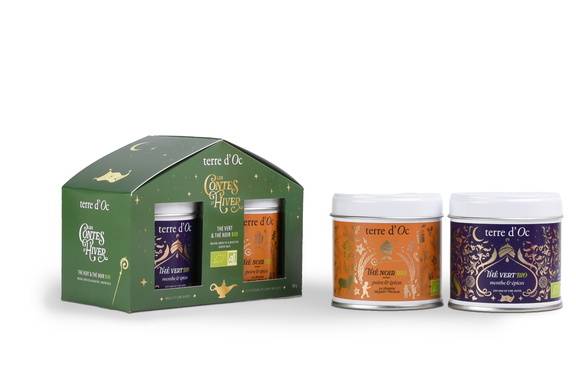 Terre d'Oc - Coffret duo de thés : thé vert menthe et thé noir poire épices (2 x 50 g)  - Terre d'Oc - Imagen 2