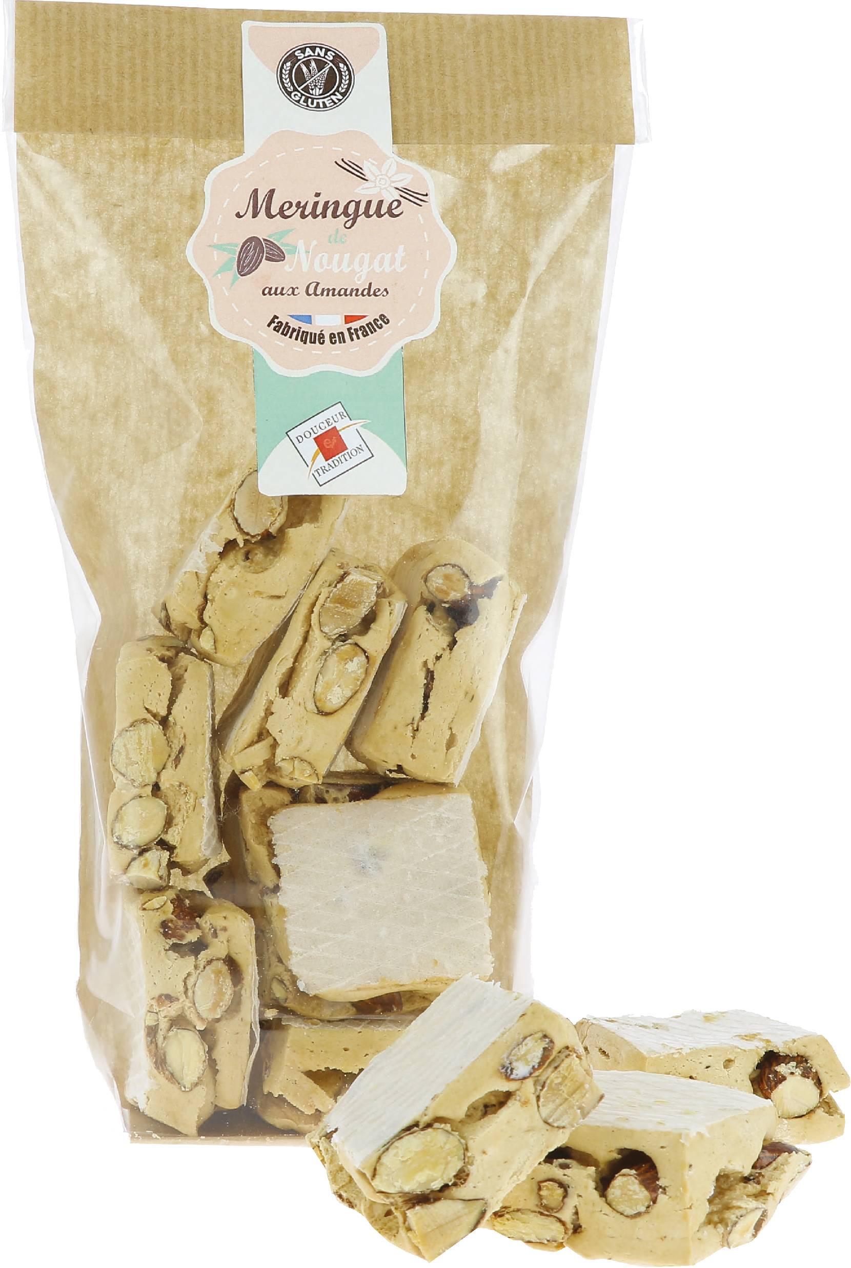 Les Trois Abeilles - Sachet de Meringues de Nougat aux amandes 150 g - Les Trois Abeilles