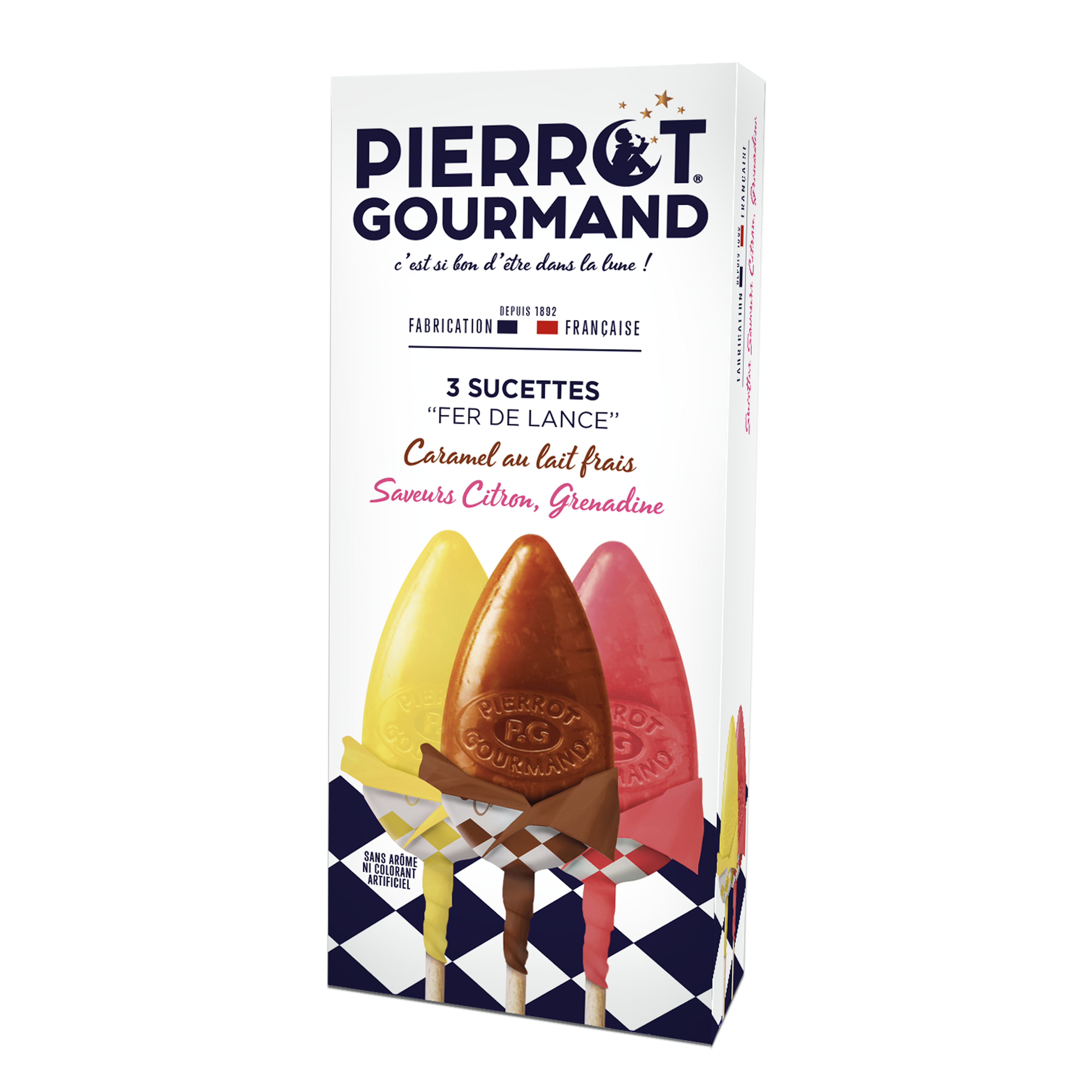 Pierrot Gourmand - Sucettes caramel au lait frais, grenadine et citron x3- Pierrot Gourmand - Imagen 1