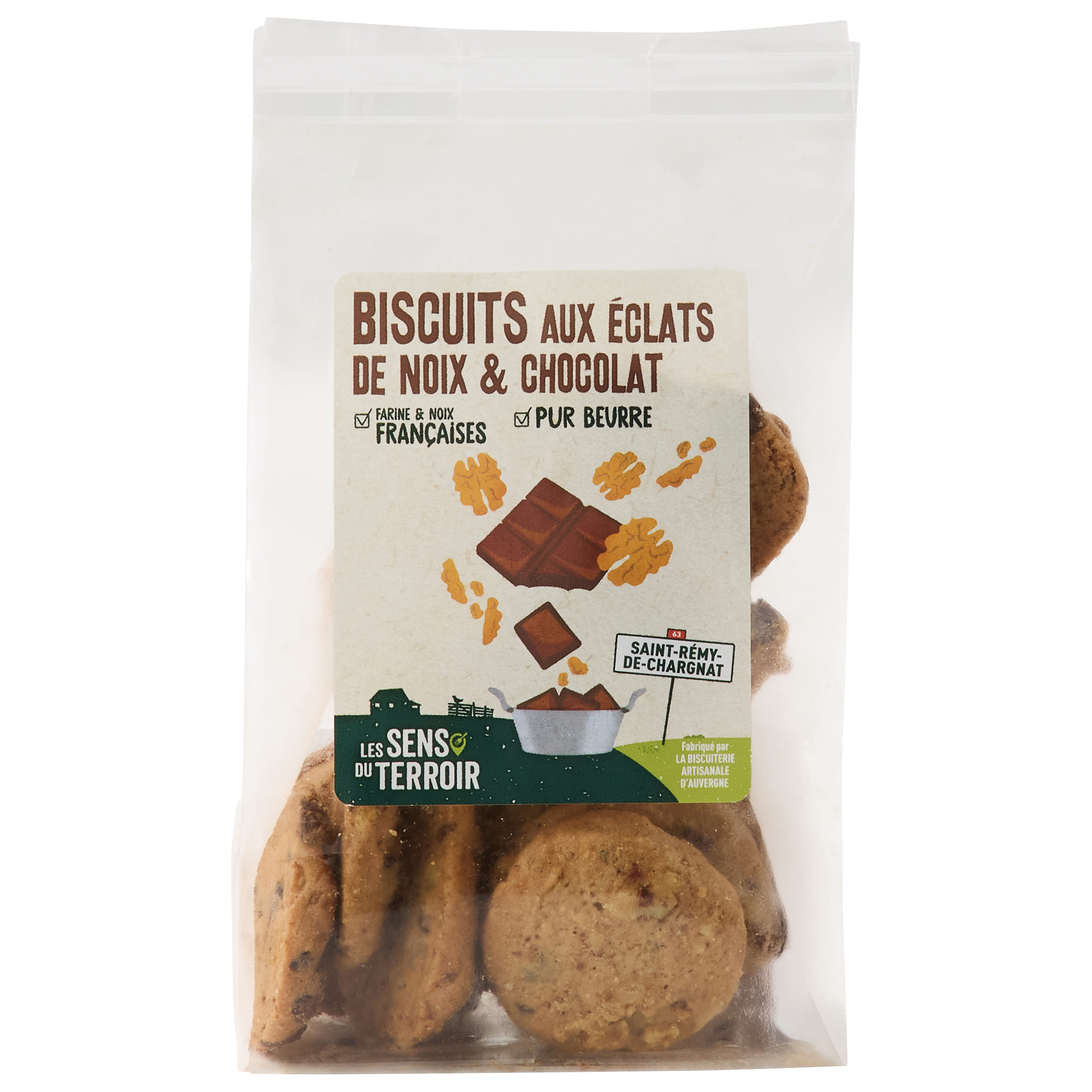 Les Sens du Terroir - Biscuits aux éclats de noix et chocolat 150 g  - Les Sens du Terroir - Image 1