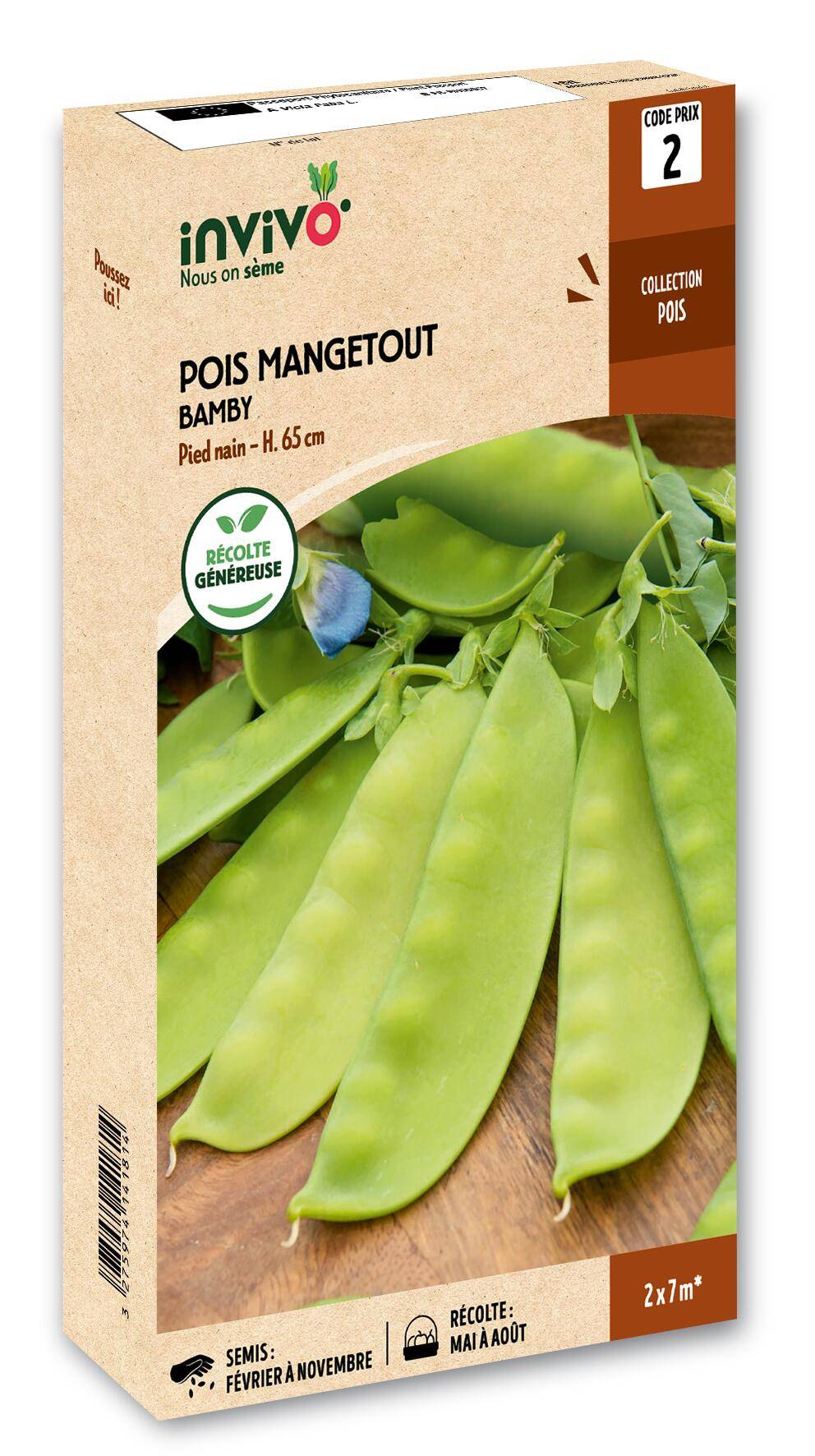 Invivo Nous On Sème - Pois Nain Mangetout Bamby boîte de 200g - Série 2 - INVIVO Nous on sème - Image 1