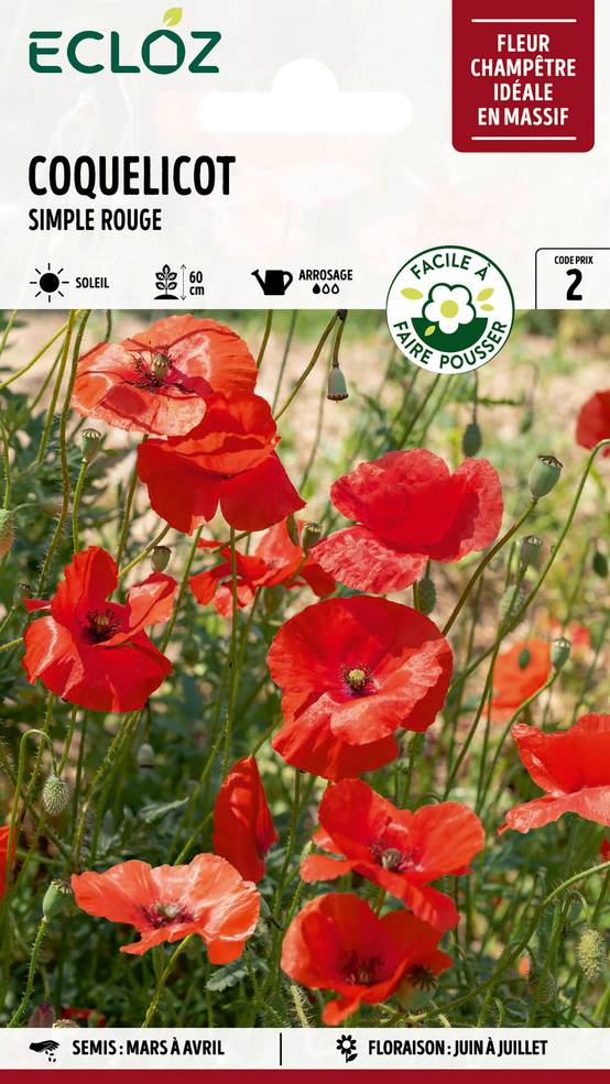 Ecloz - Coquelicot simple rouge graines sachet 1 g - ECLOZ - Image 1