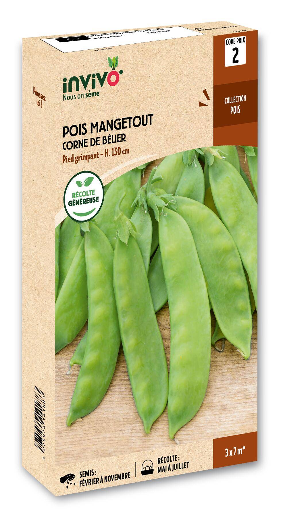 Invivo Nous On Sème - Pois Grimpant Mangetout Corne de Bélier boîte de 200g - Série 2 - INVIVO Nous on sème - Image 1