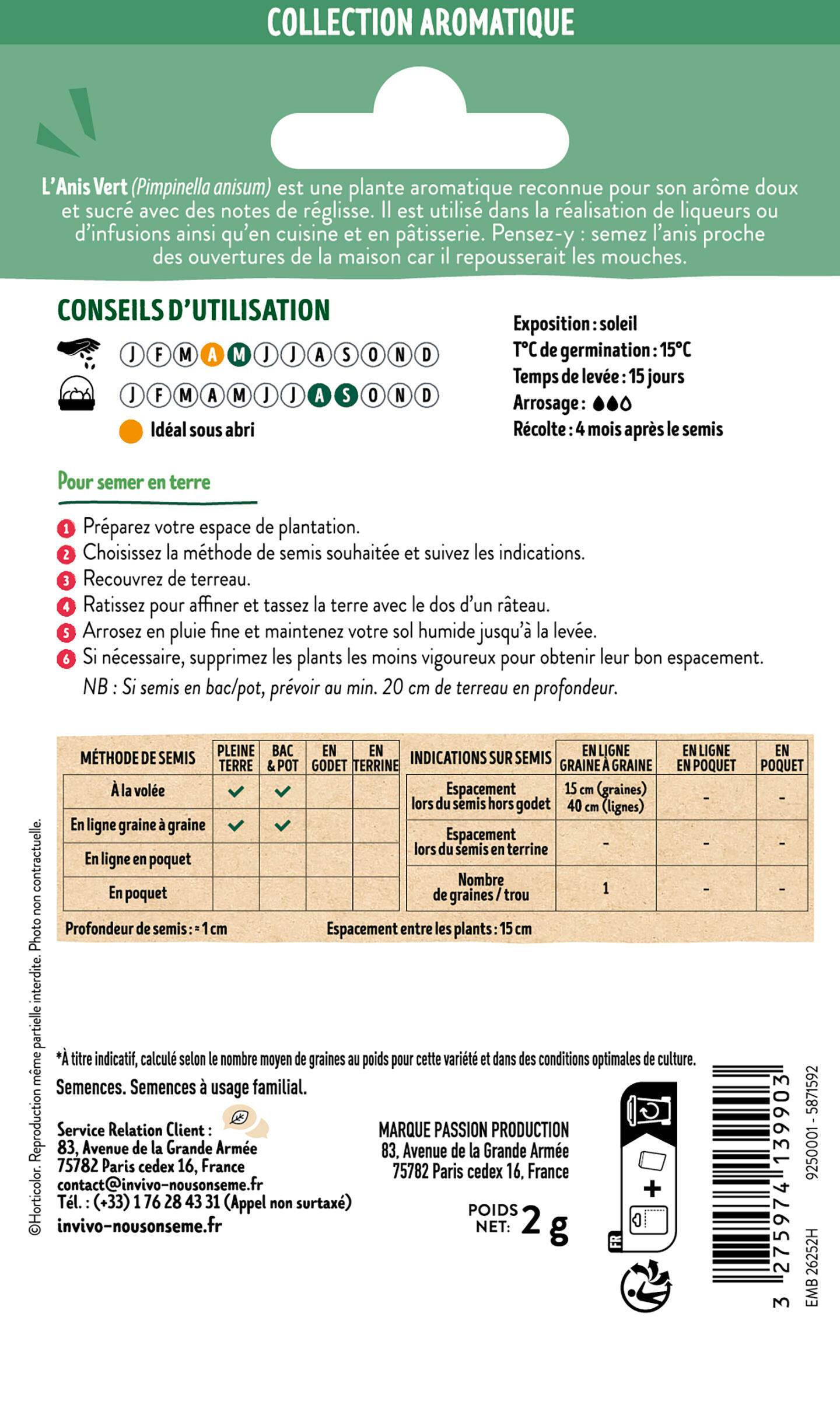 Invivo Nous On Sème - Anis vert graines sachet  2 g - INVIVO Nous on sème - Image 2