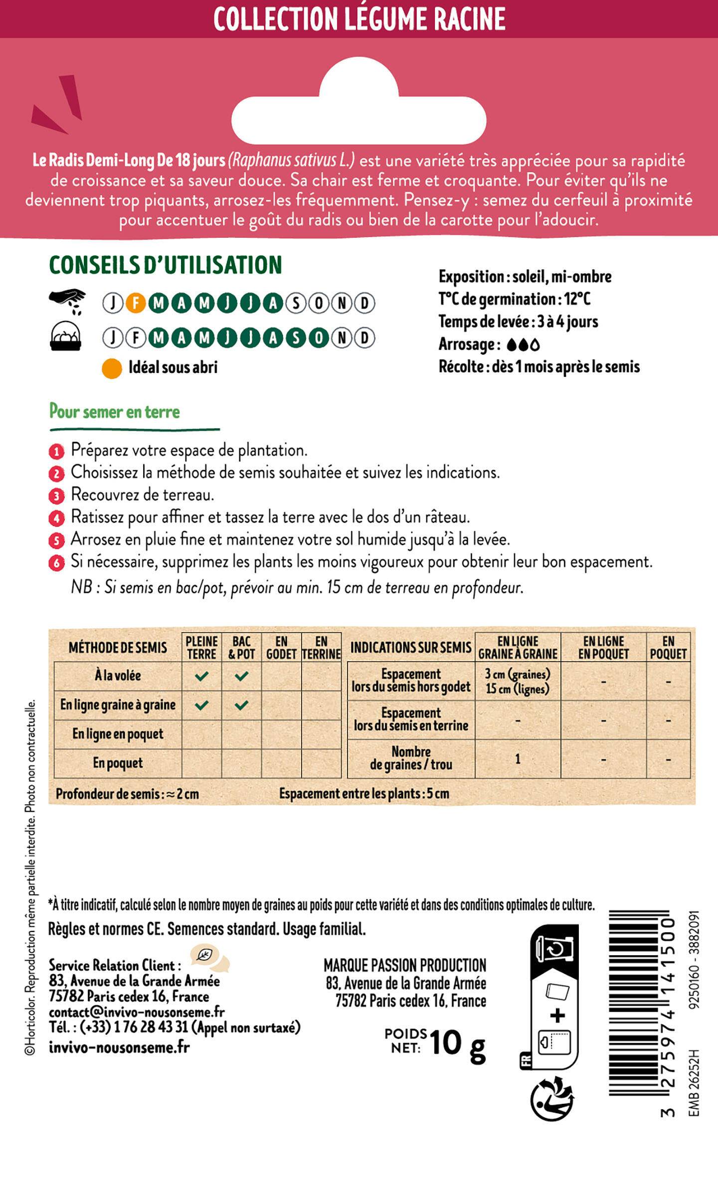 Invivo Nous On Sème - Radis de 18 Jours sachet de 10g - Série 1 - INVIVO Nous on sème - Image 2