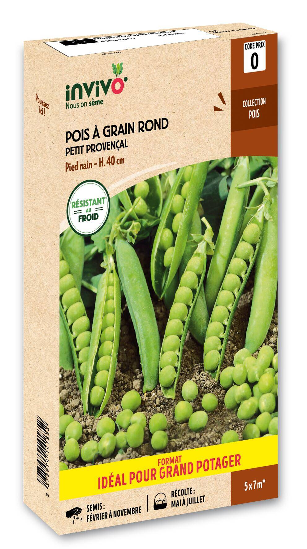 Invivo Nous On Sème - Pois Nain à Grain Rond Petit Provençal boîte de 500g - Série 0 - INVIVO Nous on sème - Image 1