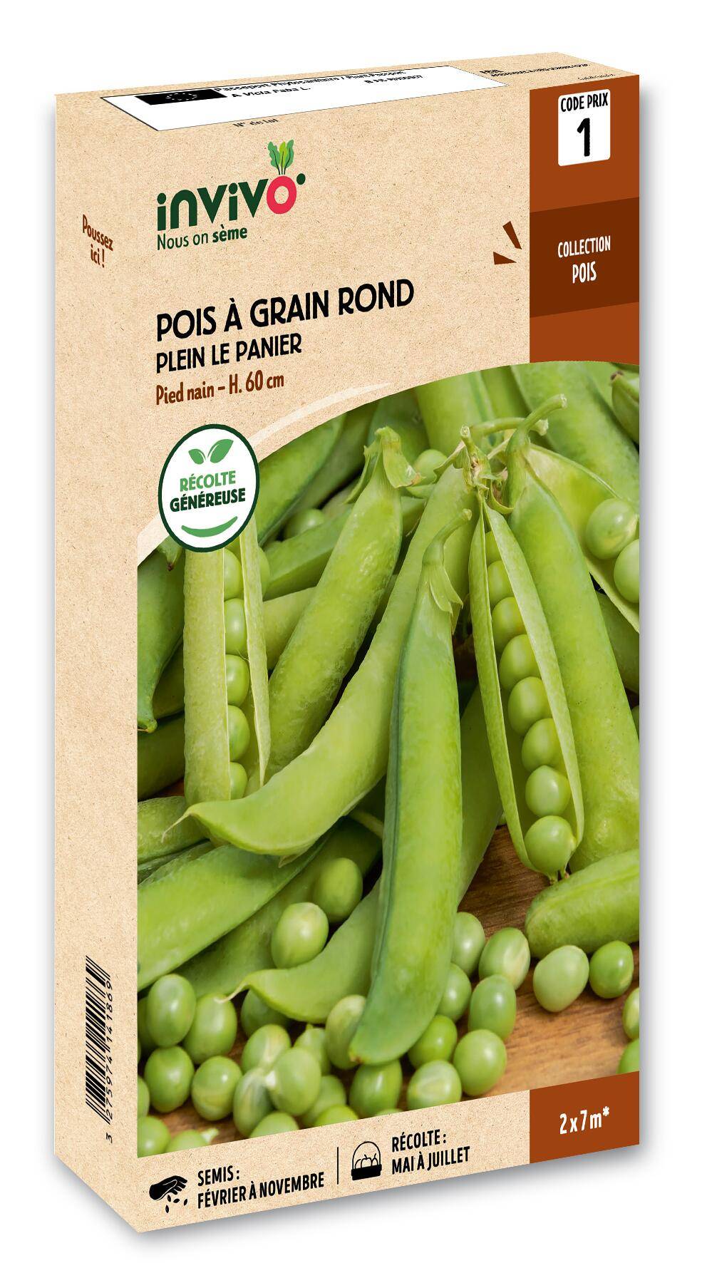 Invivo Nous On Sème - Pois Nain à Grain Rond Plein le Panier boîte de 200g - Série 1 - INVIVO Nous on sème