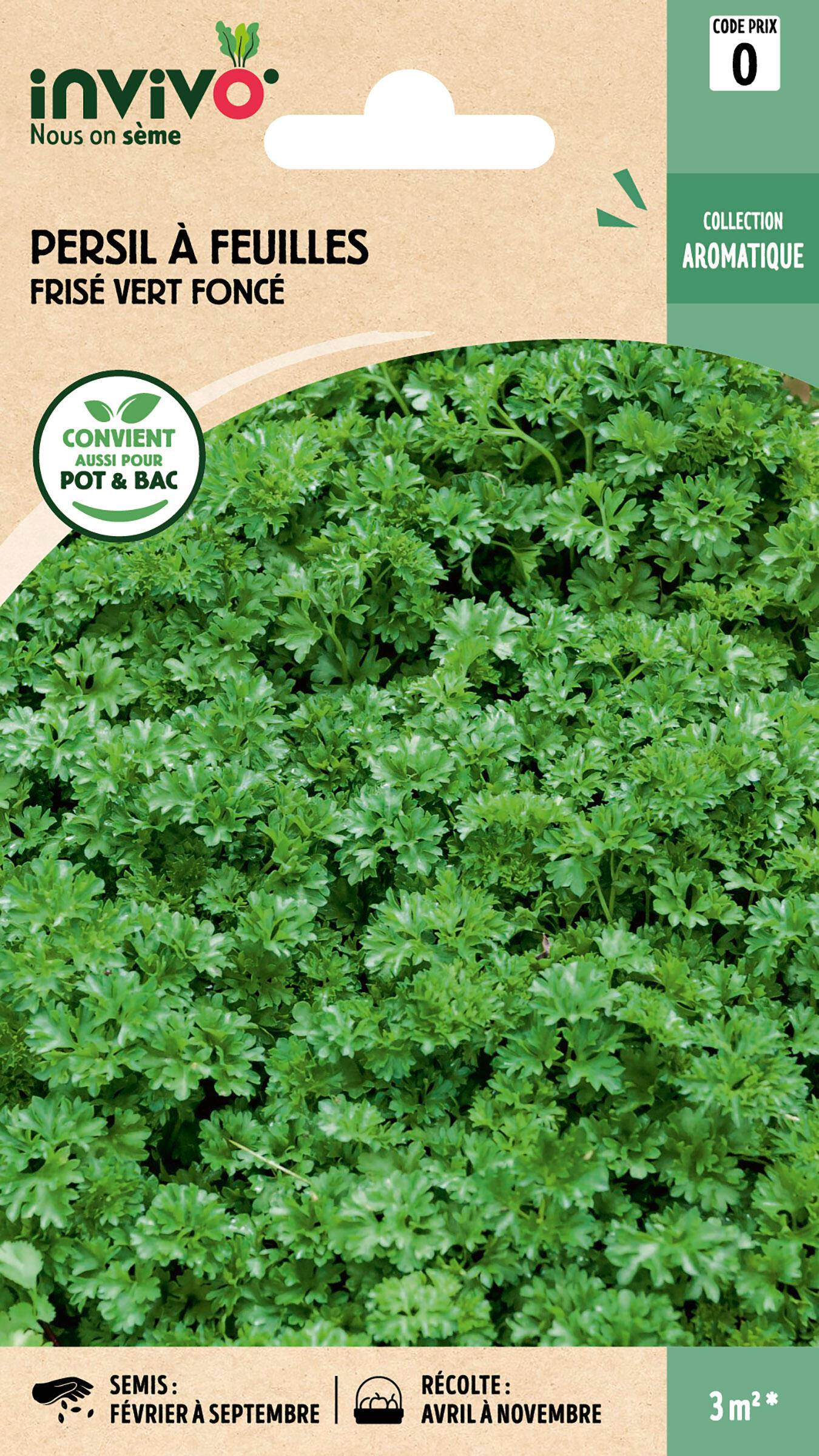Invivo Nous On Sème - Persil à feuilles frisé vert foncé graines sachet  5 g - INVIVO Nous on sème