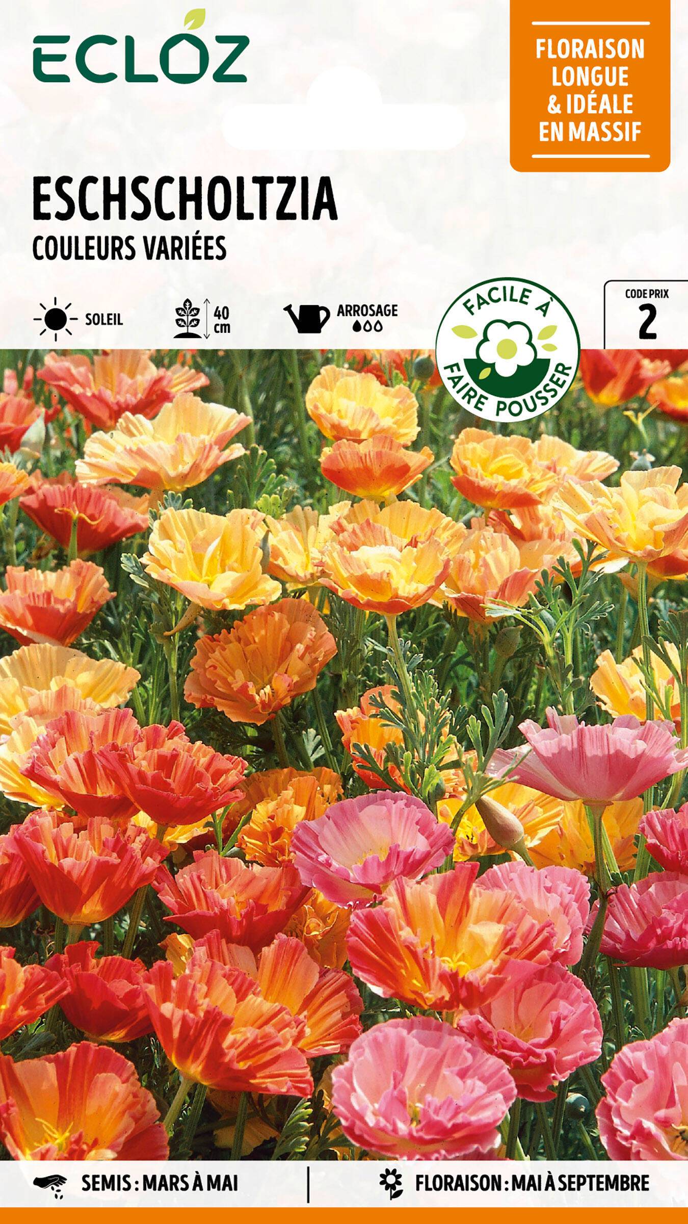 Ecloz - Eschscholtzia couleurs variées graines sachet 2 g - ECLOZ - Image 1