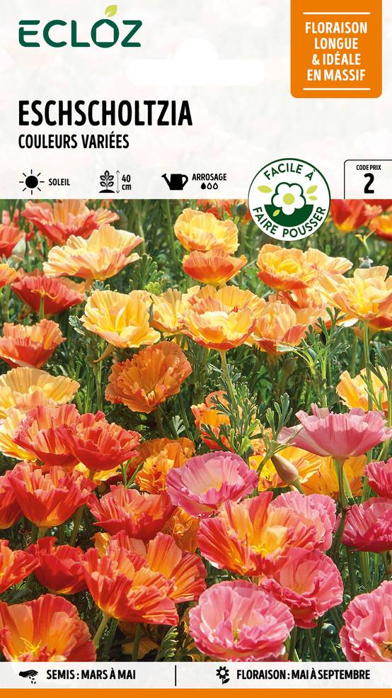 Ecloz - Eschscholtzia couleurs variées graines sachet 2 g - ECLOZ