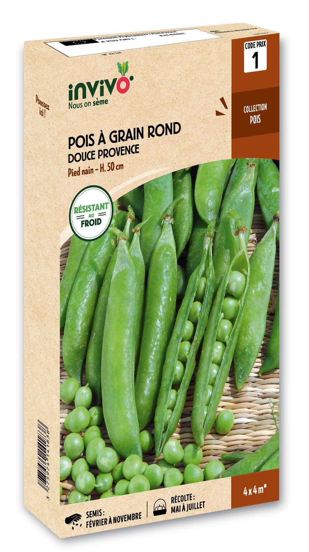 Invivo Nous On Sème - Pois Nain à Grain Rond Douce Provence boîte de 200g - Série 1 - INVIVO Nous on sème