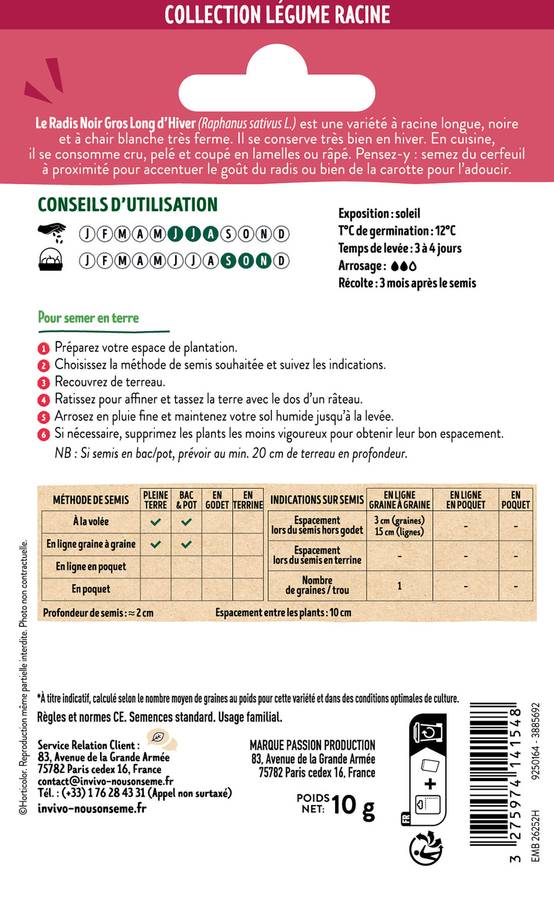 Invivo Nous On Sème - Radis Noir Long d'Hiver sachet de 10g - Série 2 - INVIVO Nous on sème - Image 2