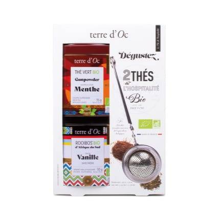 Terre d'Oc - Coffret thé vert BIO menthe 35 g et rooibos BIO vanille 50 g avec cuillère filtre - Terre d'Oc - Imagen 2