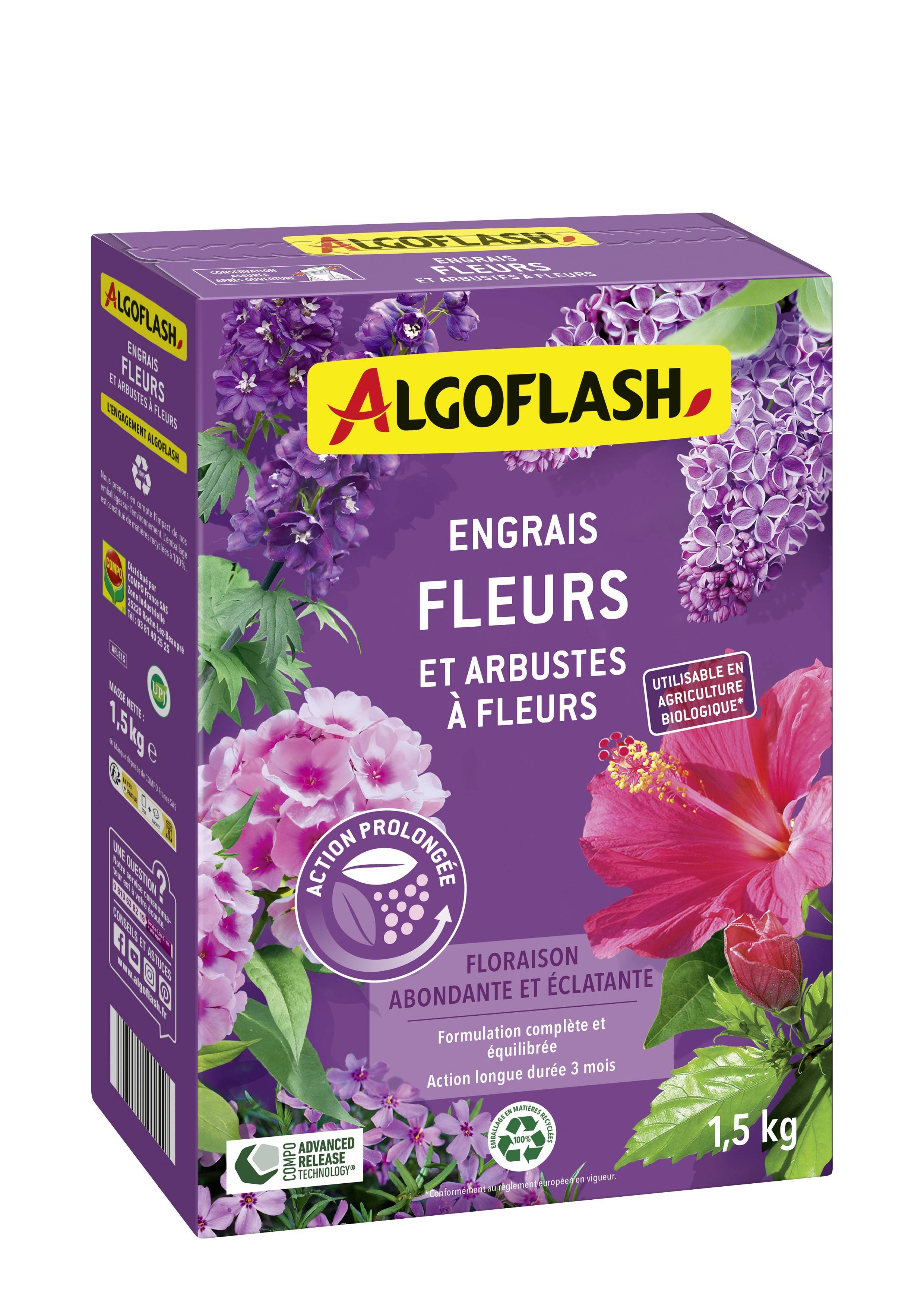 Algoflash - Engrais Fleurs et Arbustes à fleurs UAB 1,5 kg - Algoflash
