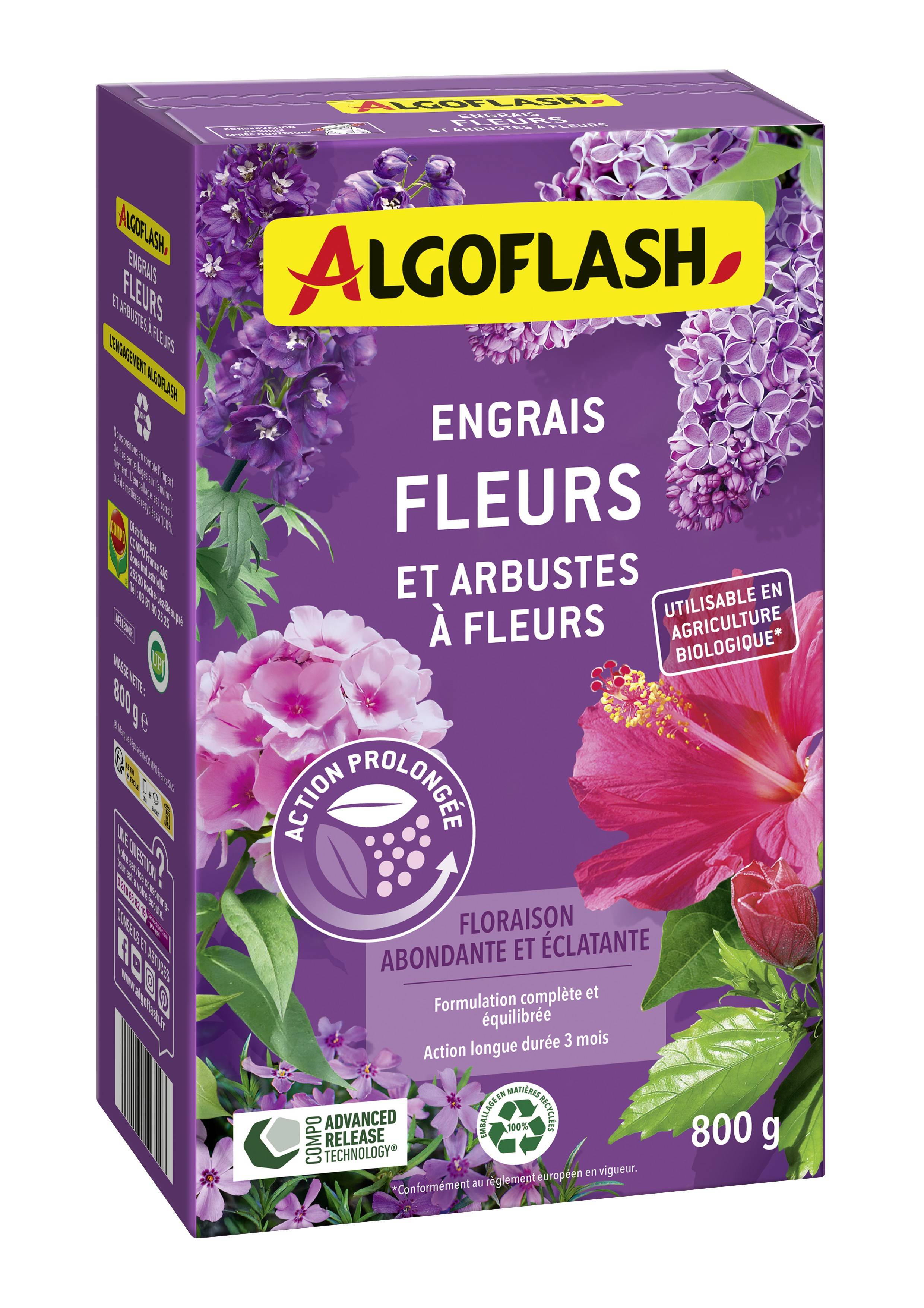 Algoflash - Engrais Fleurs et Arbustes à fleurs UAB 800 g - Algoflash