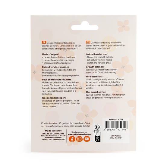 Radis et Capucine - Confettis à faire pousser avec graines de fleurs Radis et Capucine - Image 2