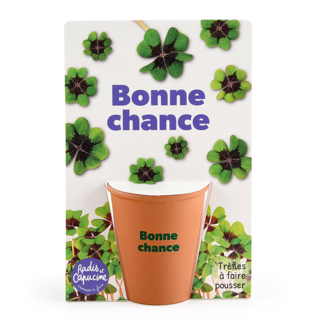 Radis et Capucine - Kit de Plantation - Bonne Chance - Trèfle - Pot en Terre Cuite - Radis et Capucine - Image 1