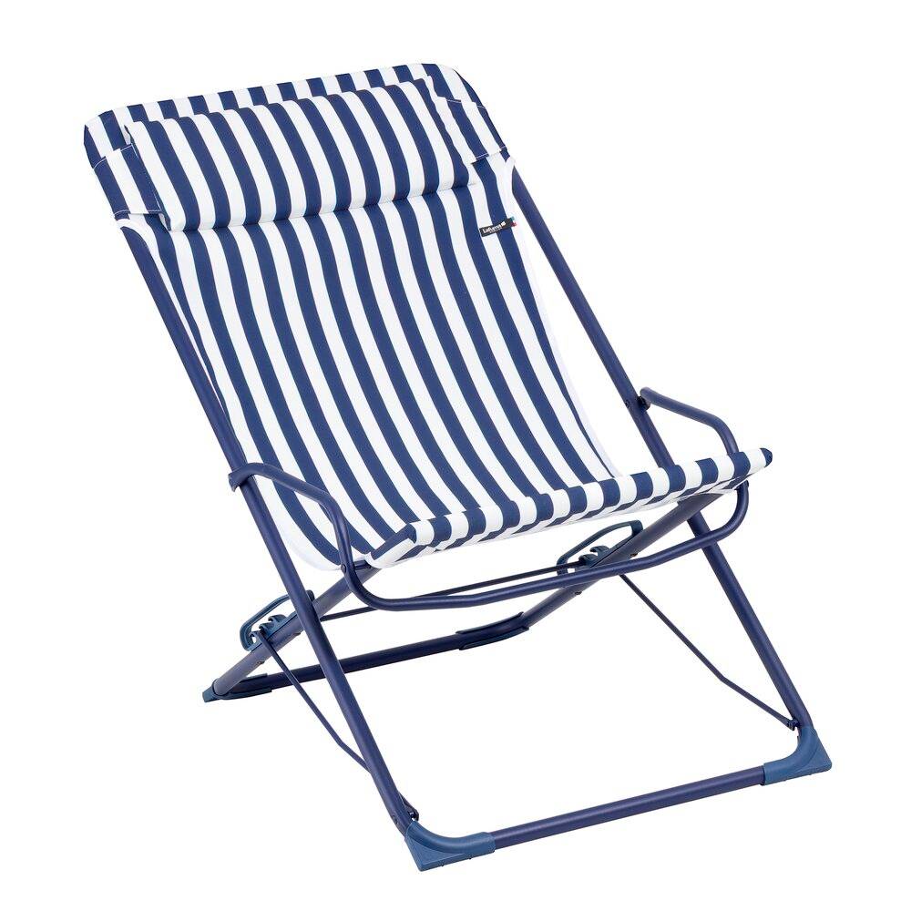 Transat pliant rayure bleu et blanc Transaswing Lafuma Mobilier - Image 1