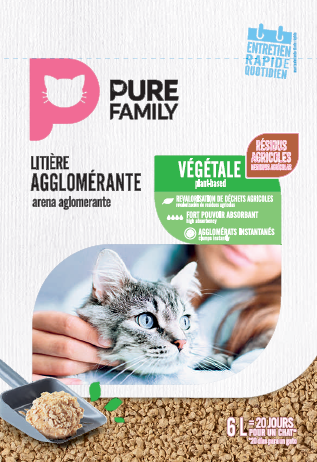 Pure Family - Litière agglomérante végétale 6 L - PURE FAMILY - Image 1