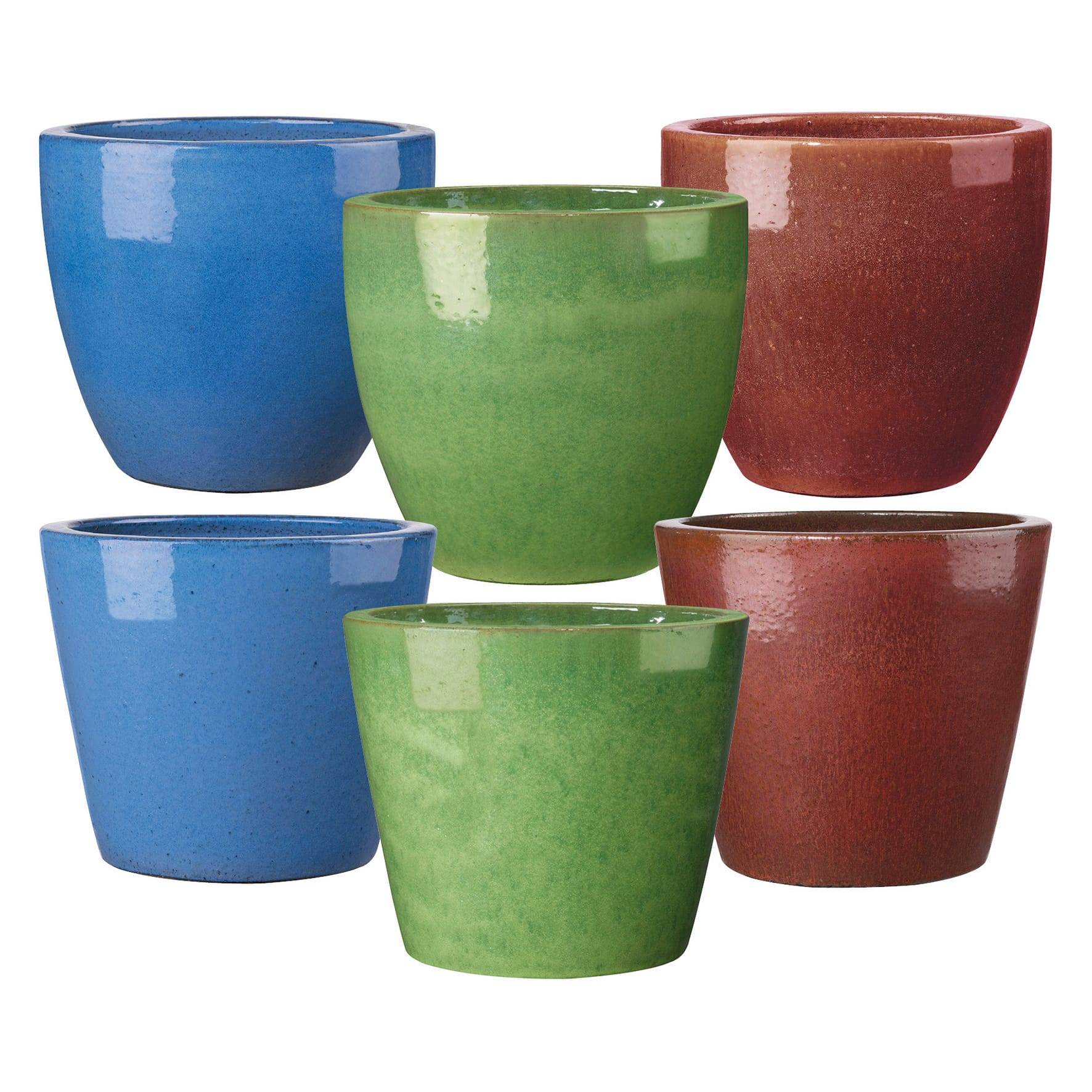 Deroma - Pot de fleur terre cuite émaillée D. 36cm bleu Fun Deroma - Imagen 4