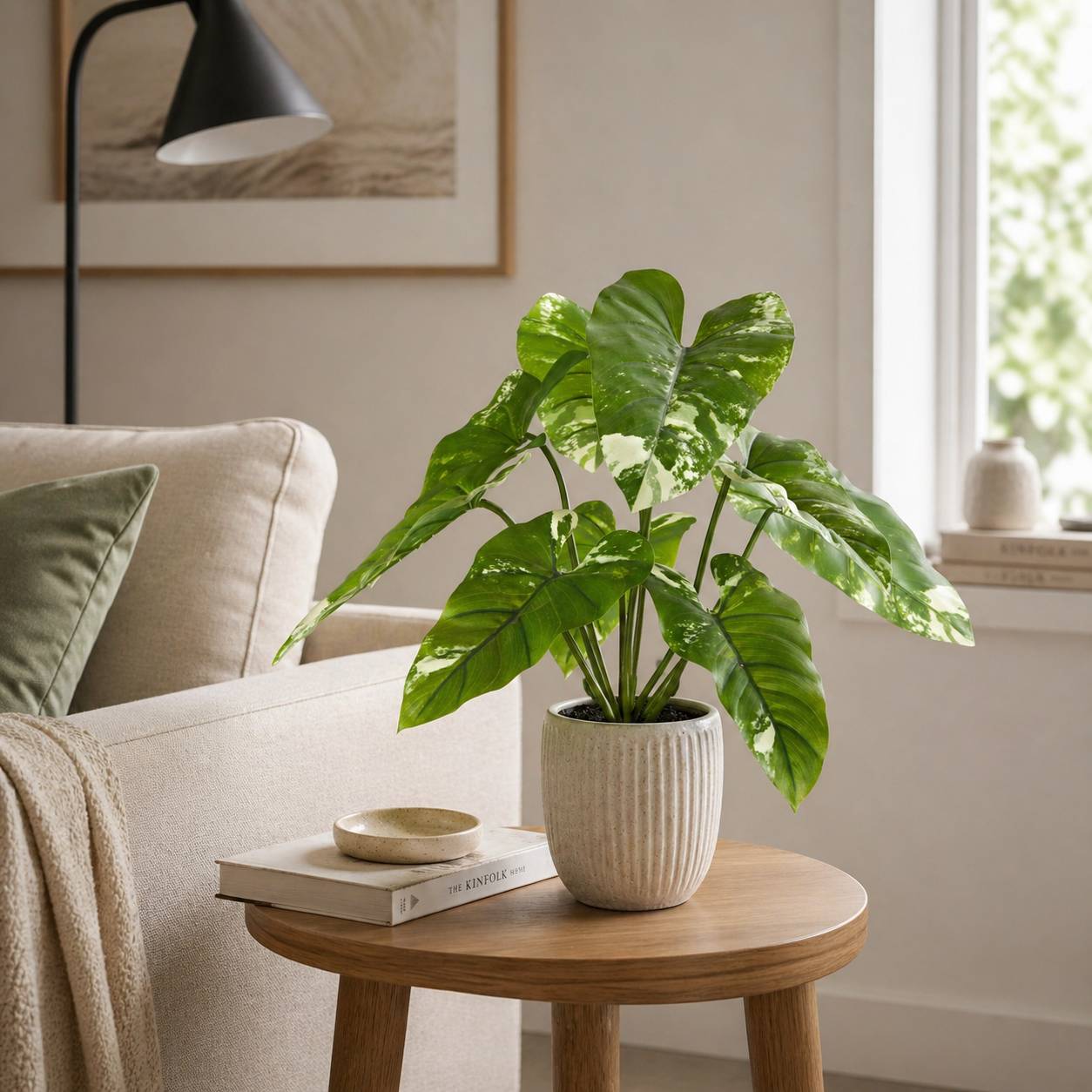 Ecloz - Alocasia abigarrada artificial en maceta - H. 51 cm - ECLOZ - Imagen 3