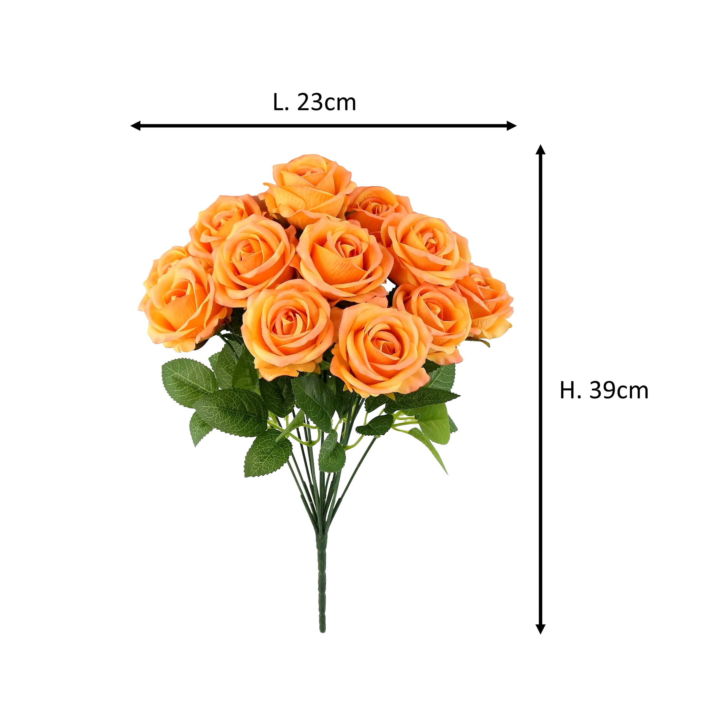 Ecloz - Bouquet artificiel de roses corail - H. 39 cm - ECLOZ - Image 4