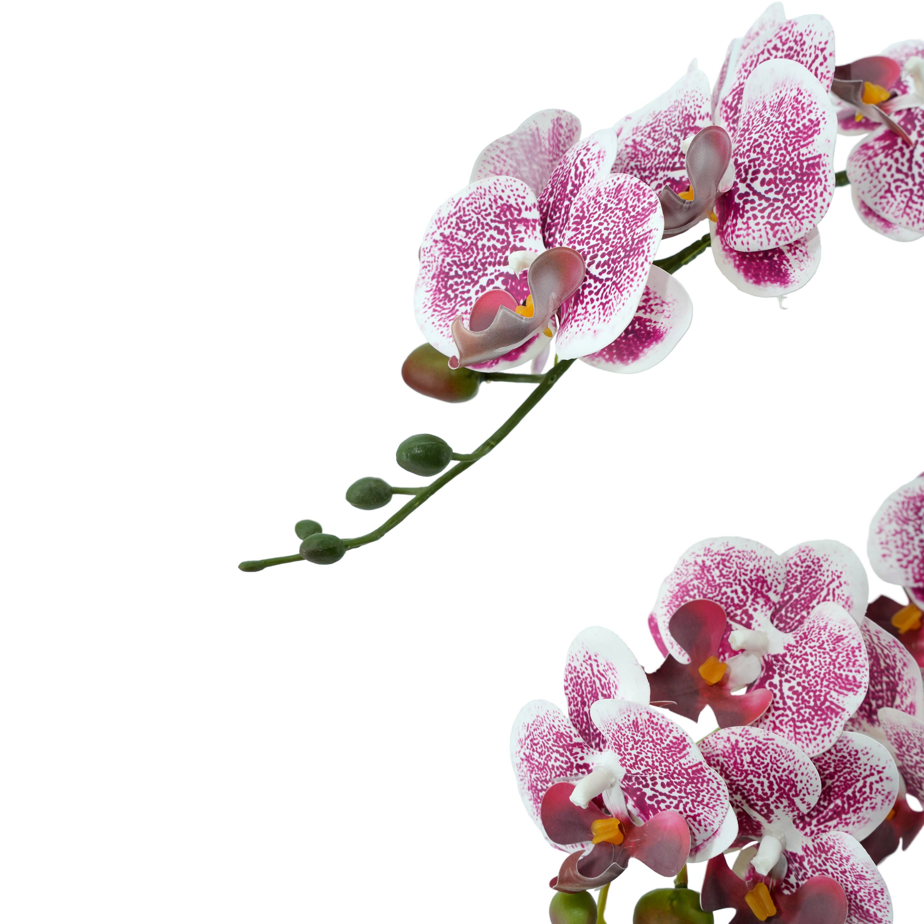 Ecloz - Orquídea phalaenopsis artificial en maceta - 4 tallos - blanca con manchas púrpura - H. 55 cm - ECLOZ - Imagen 5