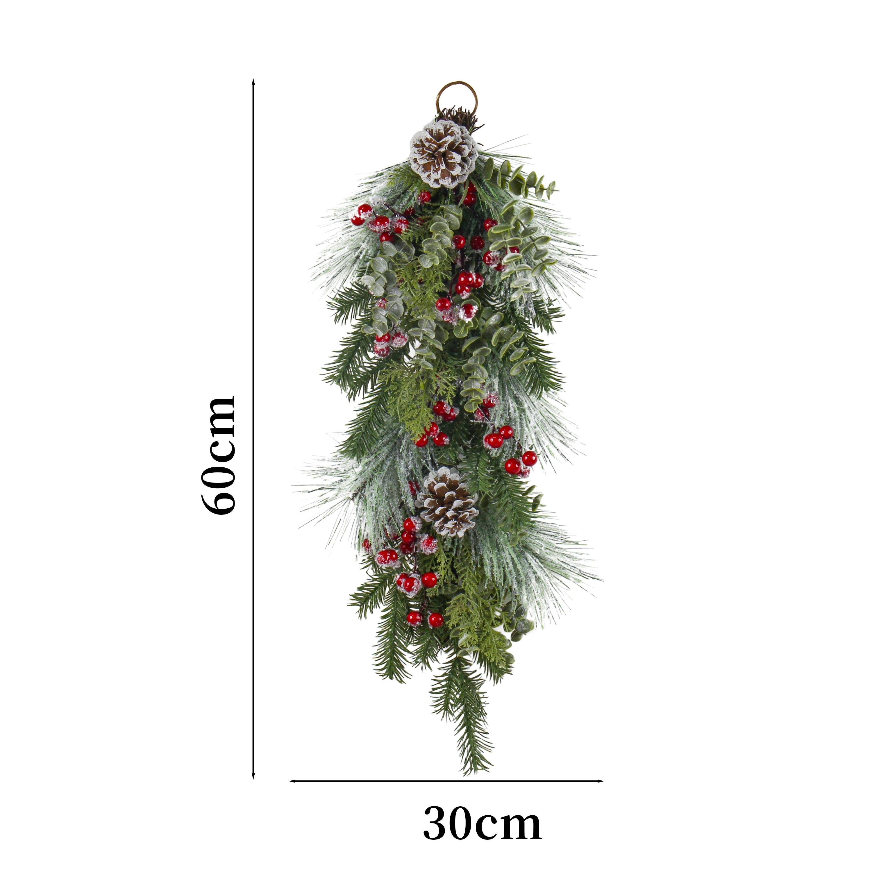 Ecloz - Suspensión ramas de abeto artificial & bayas rojas escarchadas - H. 60 cm - ECLOZ - Imagen 5