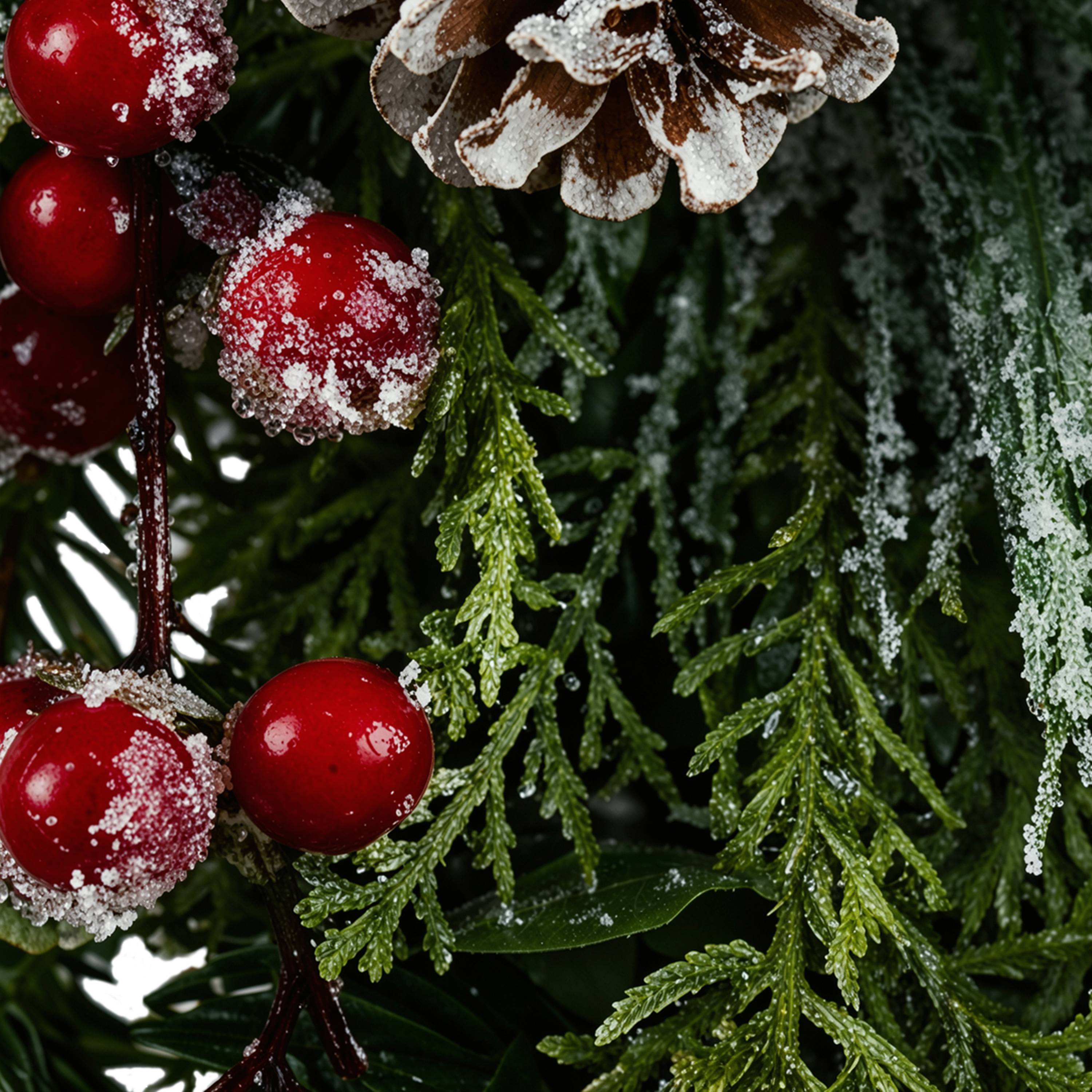 Ecloz - Suspension branches de sapin artificiel & baies rouges givrées - H. 60 cm - ECLOZ - Image 4