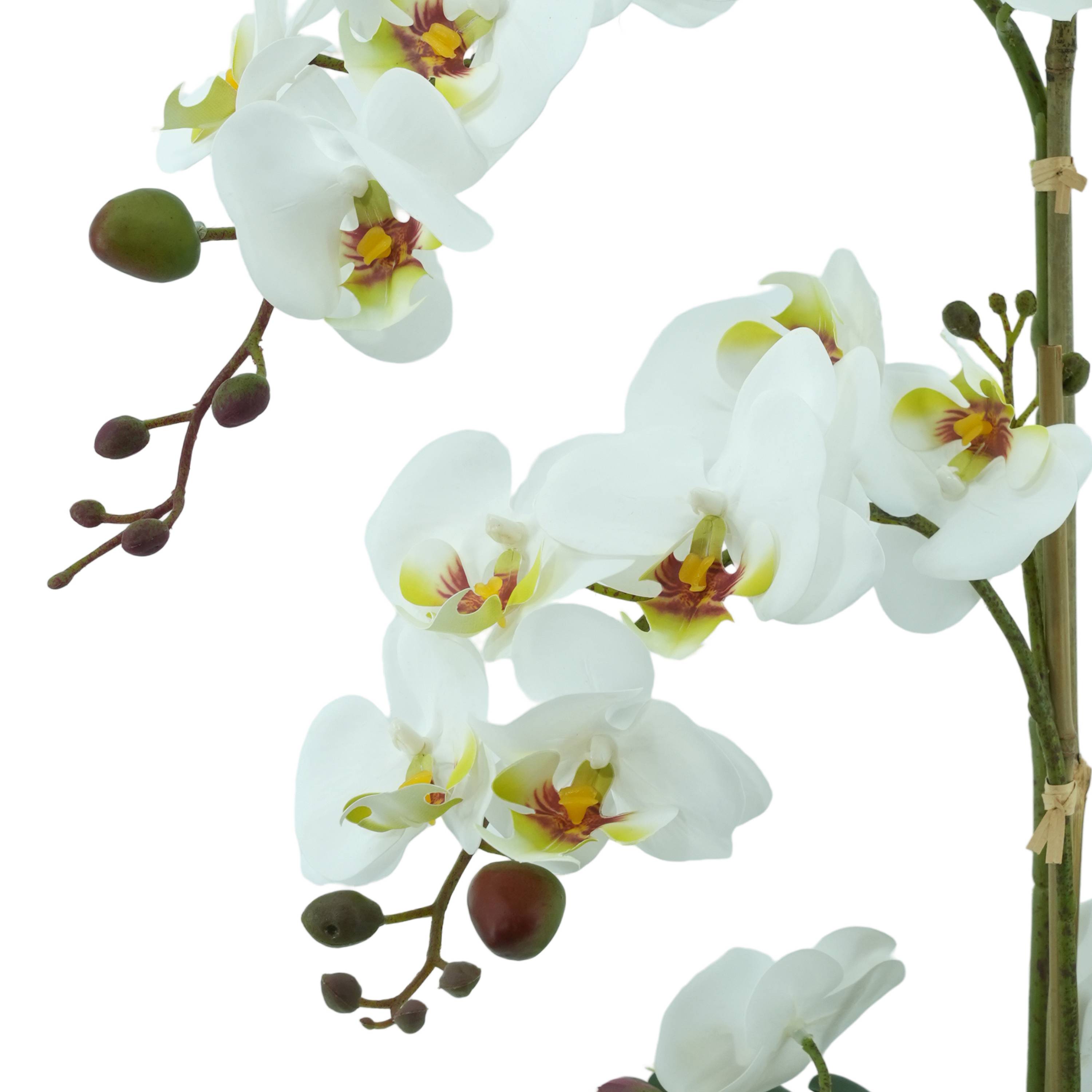 Ecloz - Orquídea phalaenopsis artificial en maceta - 4 tallos - blanca - H. 53 cm - ECLOZ - Imagen 3